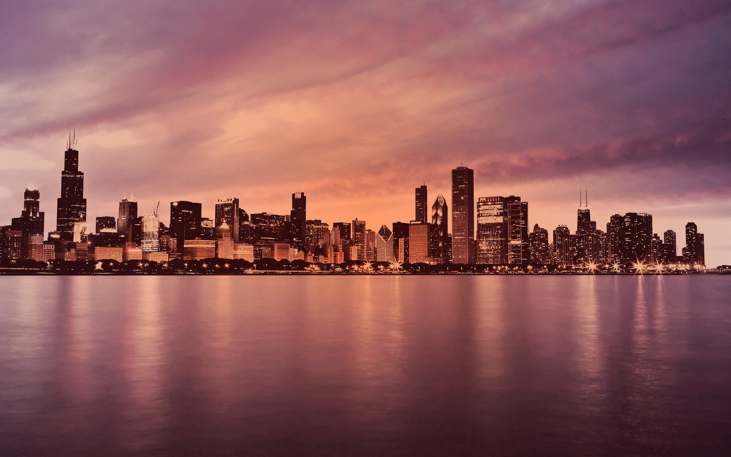 Чикаго с воды обои