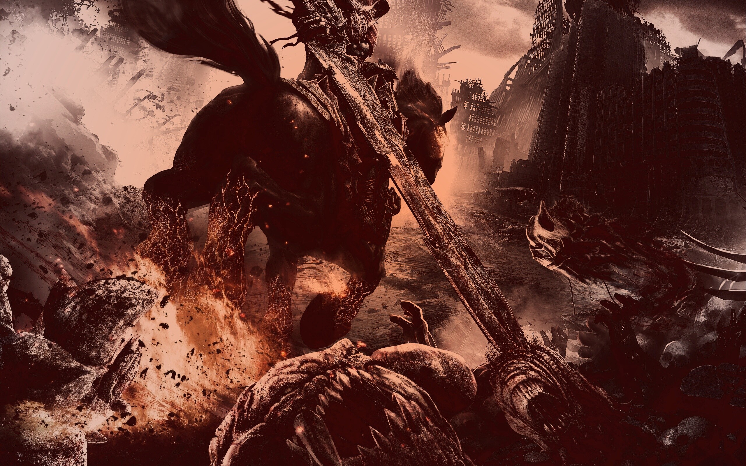 Темный рыцарь на демоническом коне обои