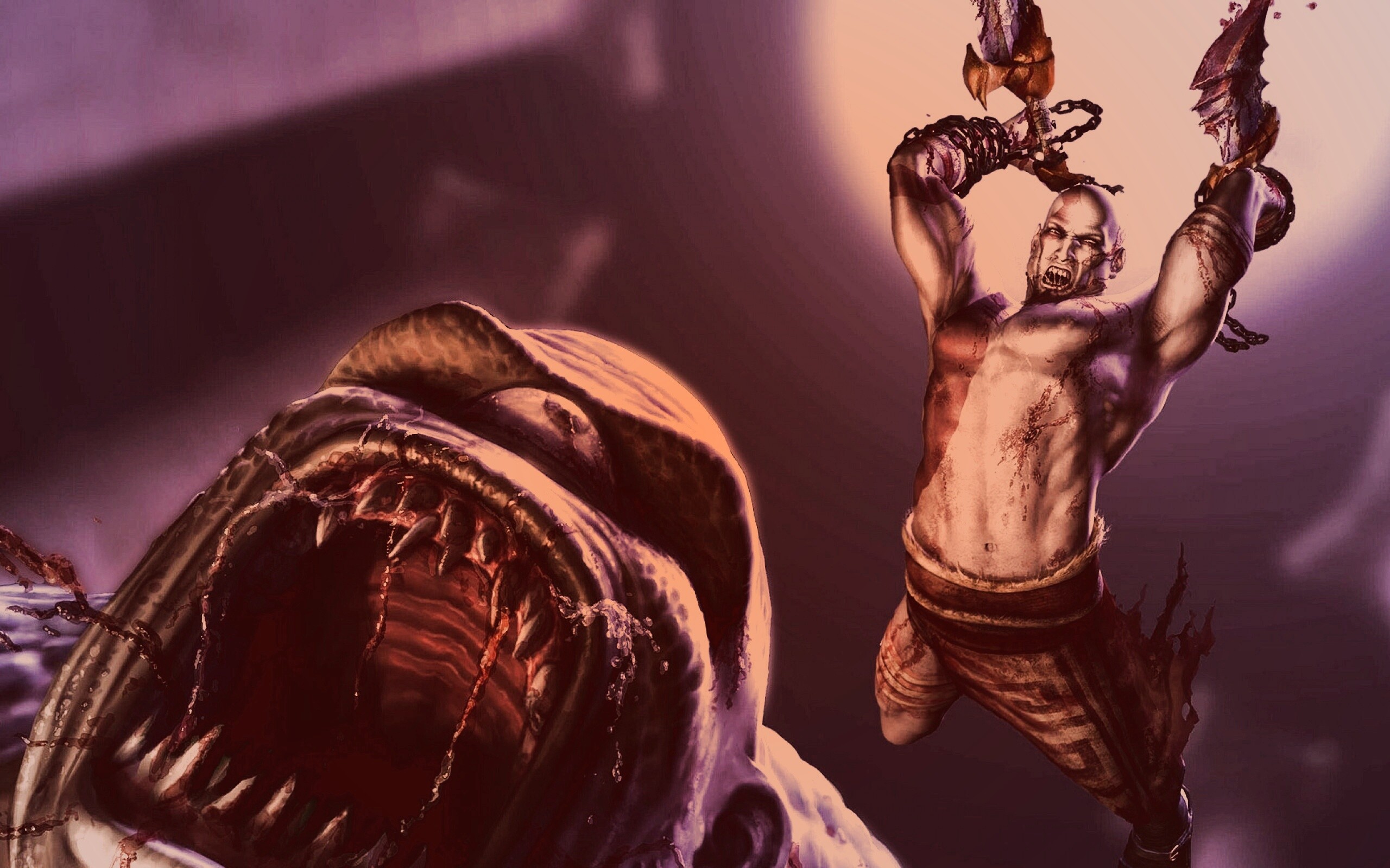 Кратос против монстра обои