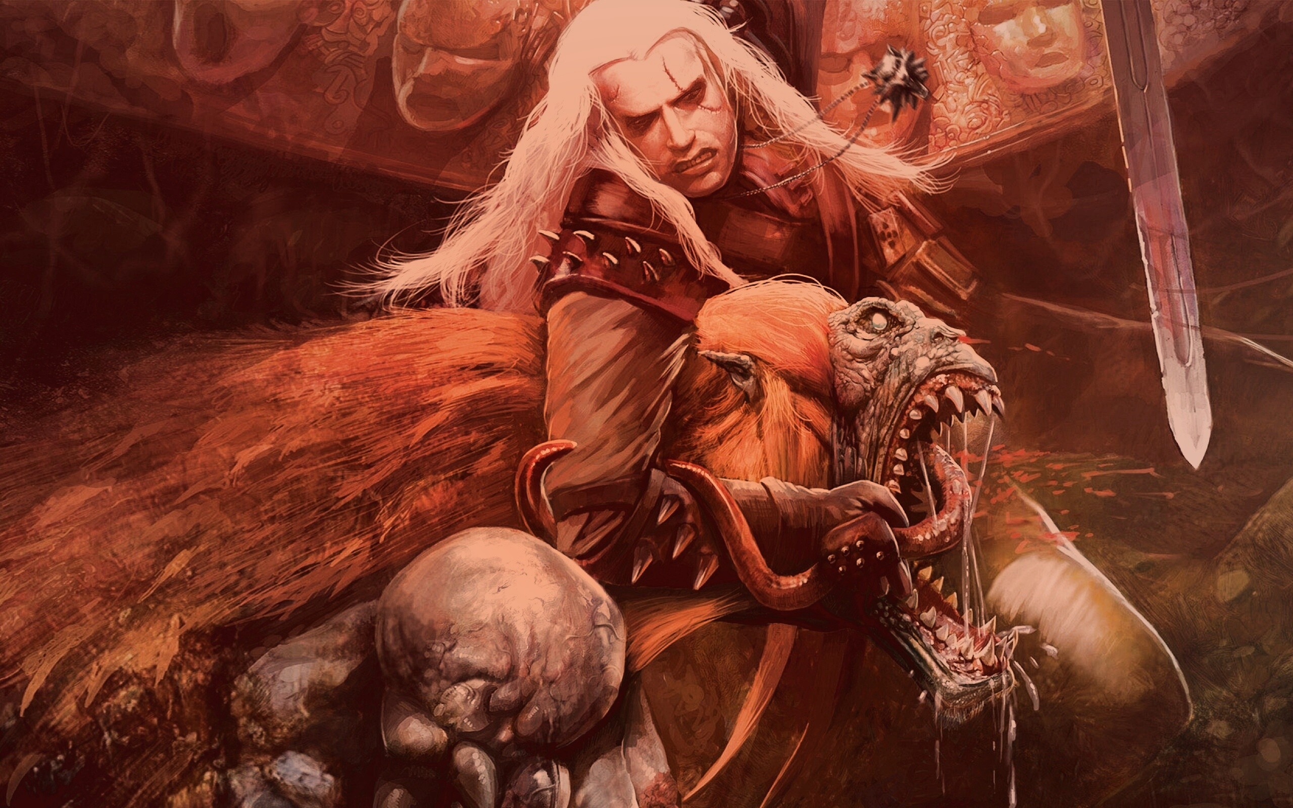 Ведьмак и монстр обои