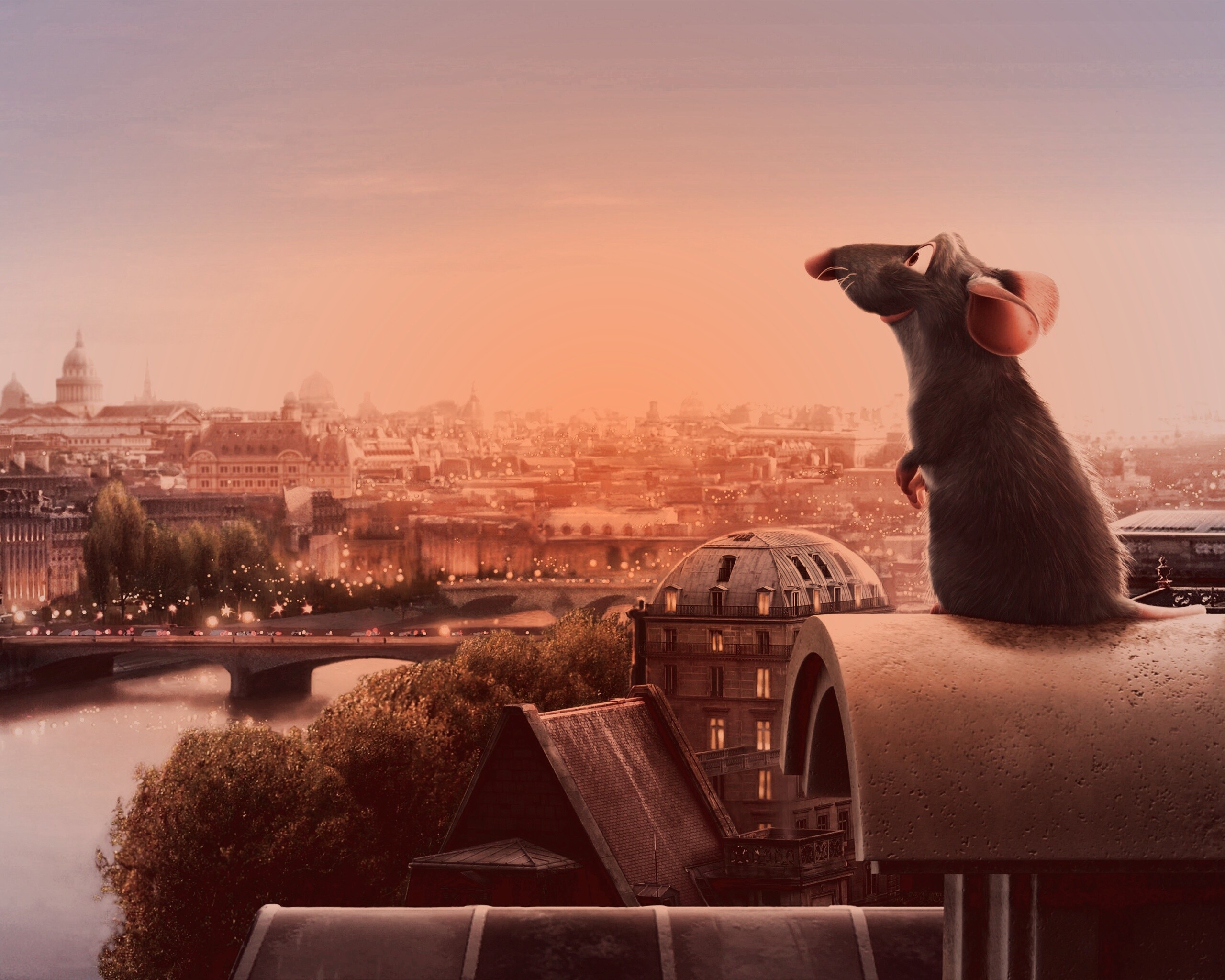 Рататуй на фоне Парижа обои