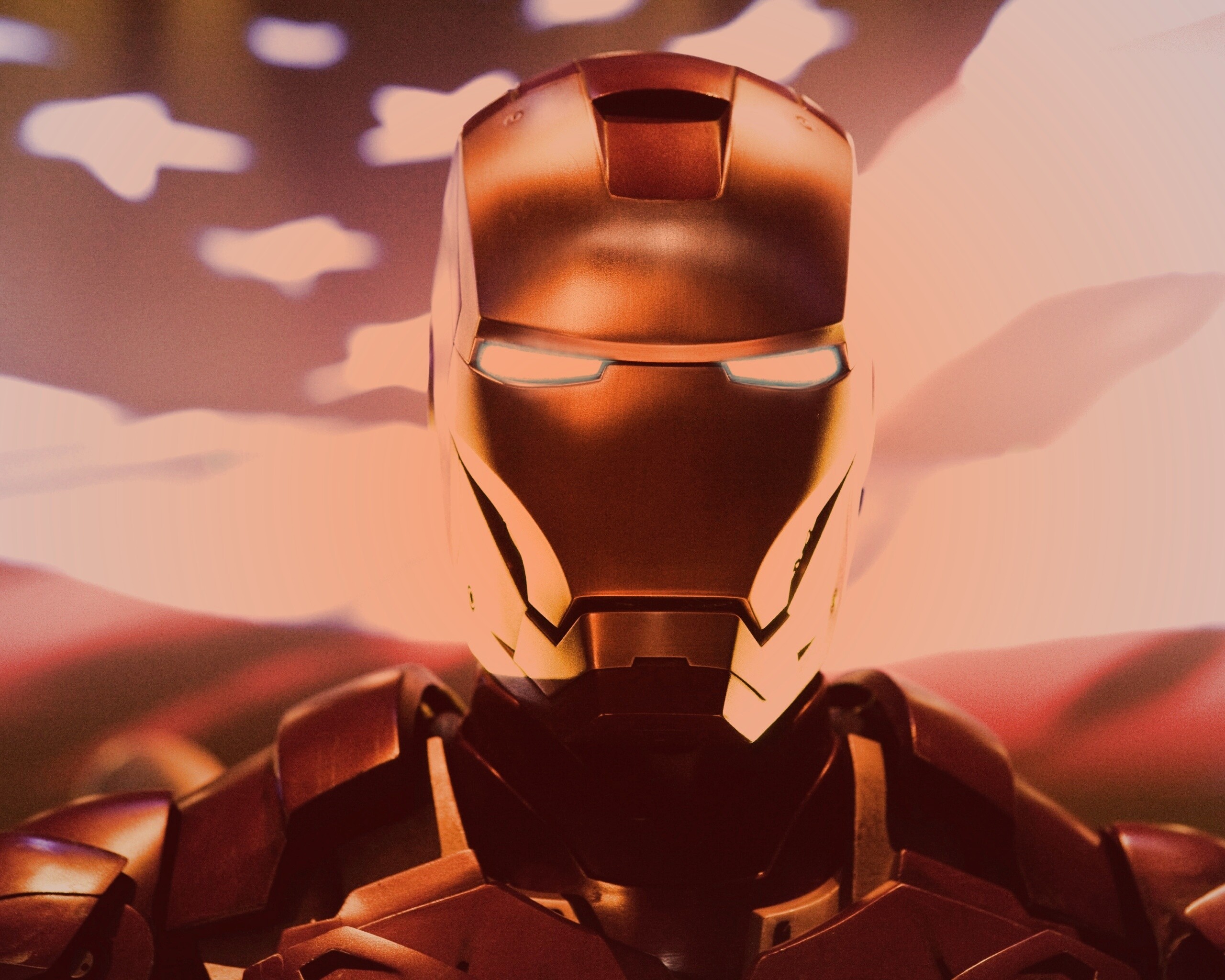 Железный человек на фоне американского флага обои