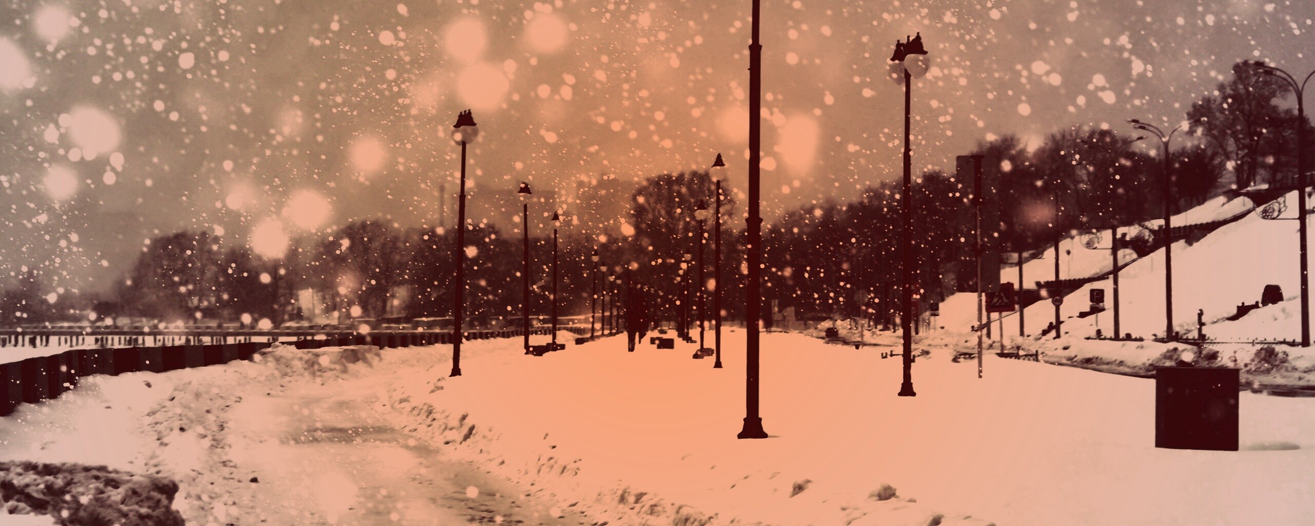 Зимняя набережная обои