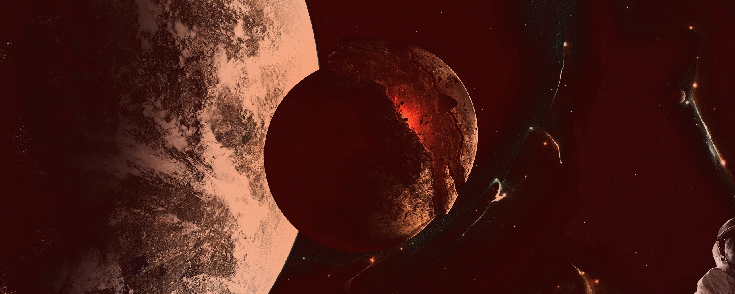 Спутник раскалывается пополам обои