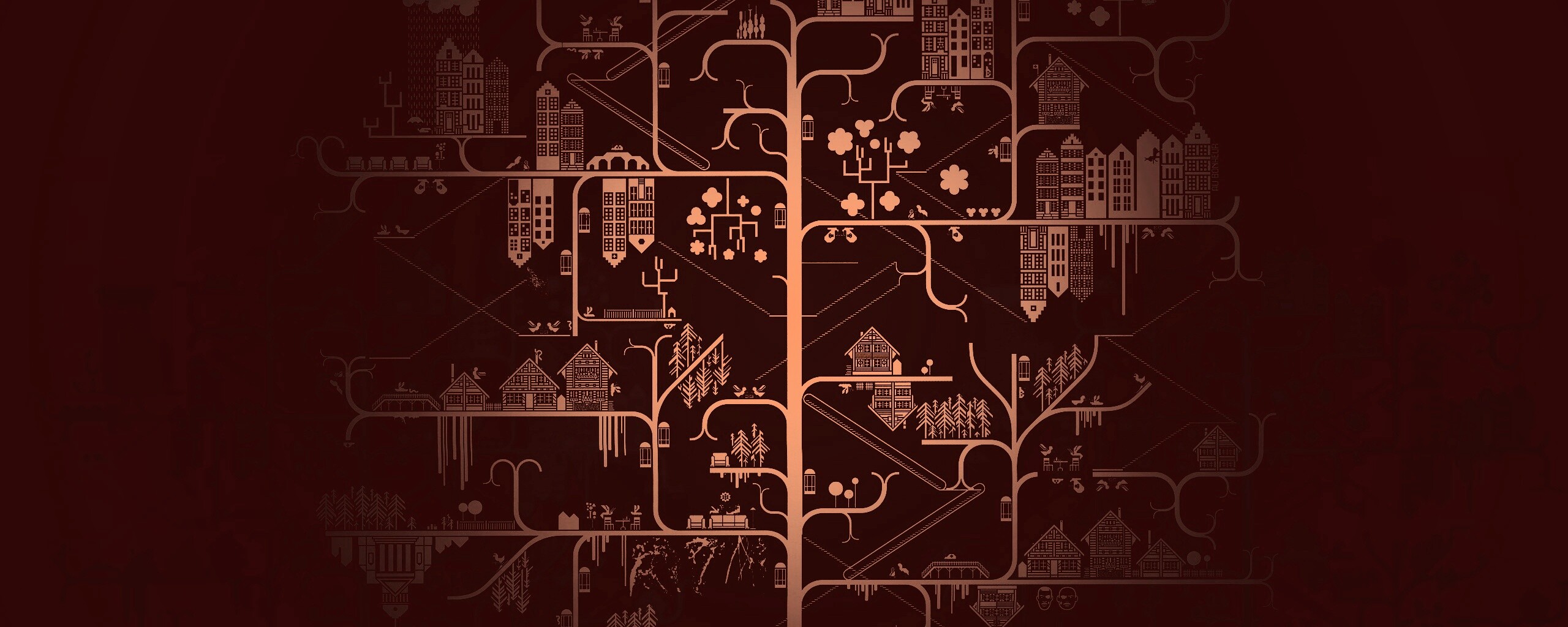 Древовидный город обои