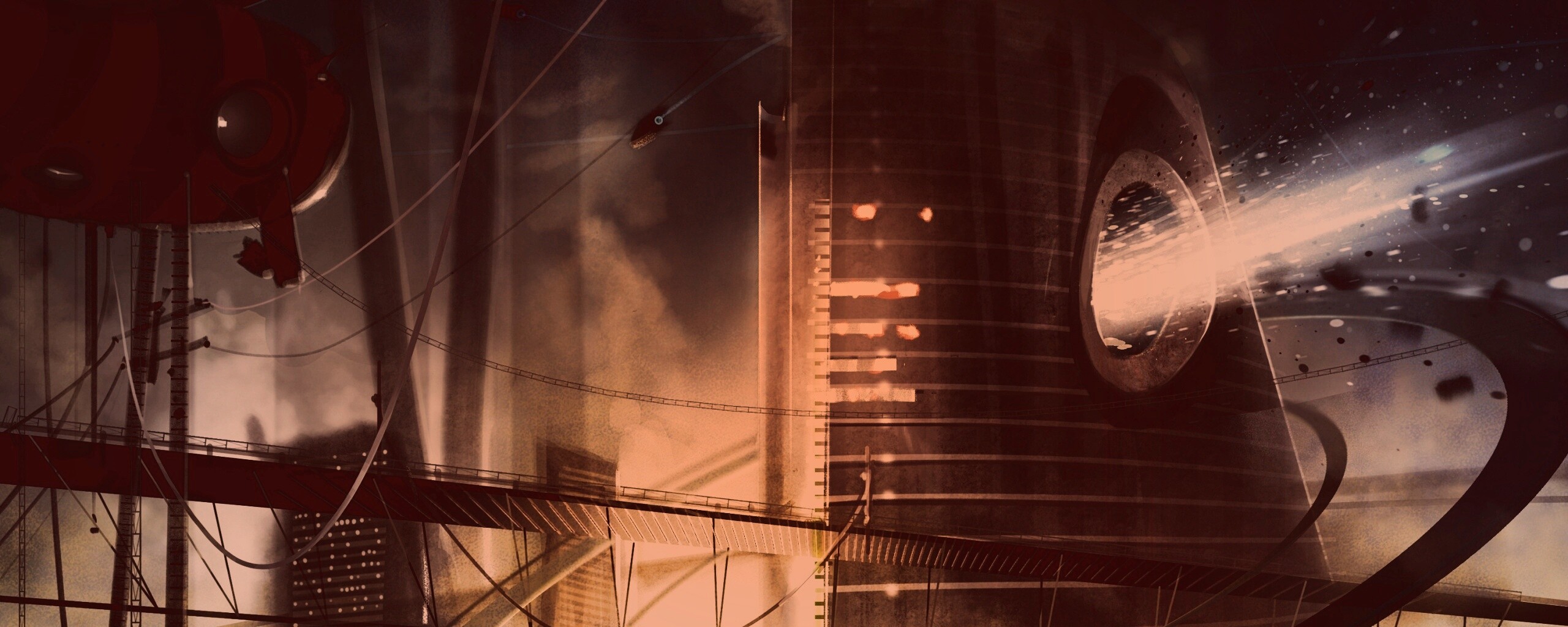 Выброс в городе будущего обои