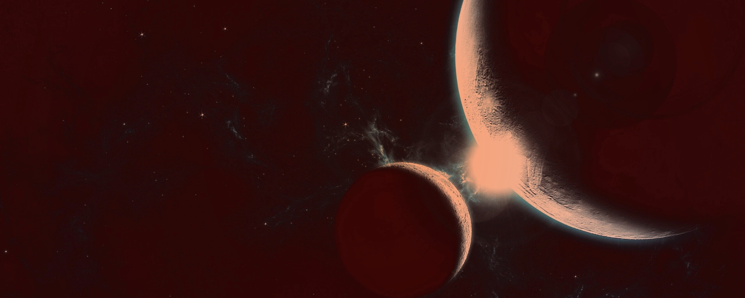 Планета и спутник обои