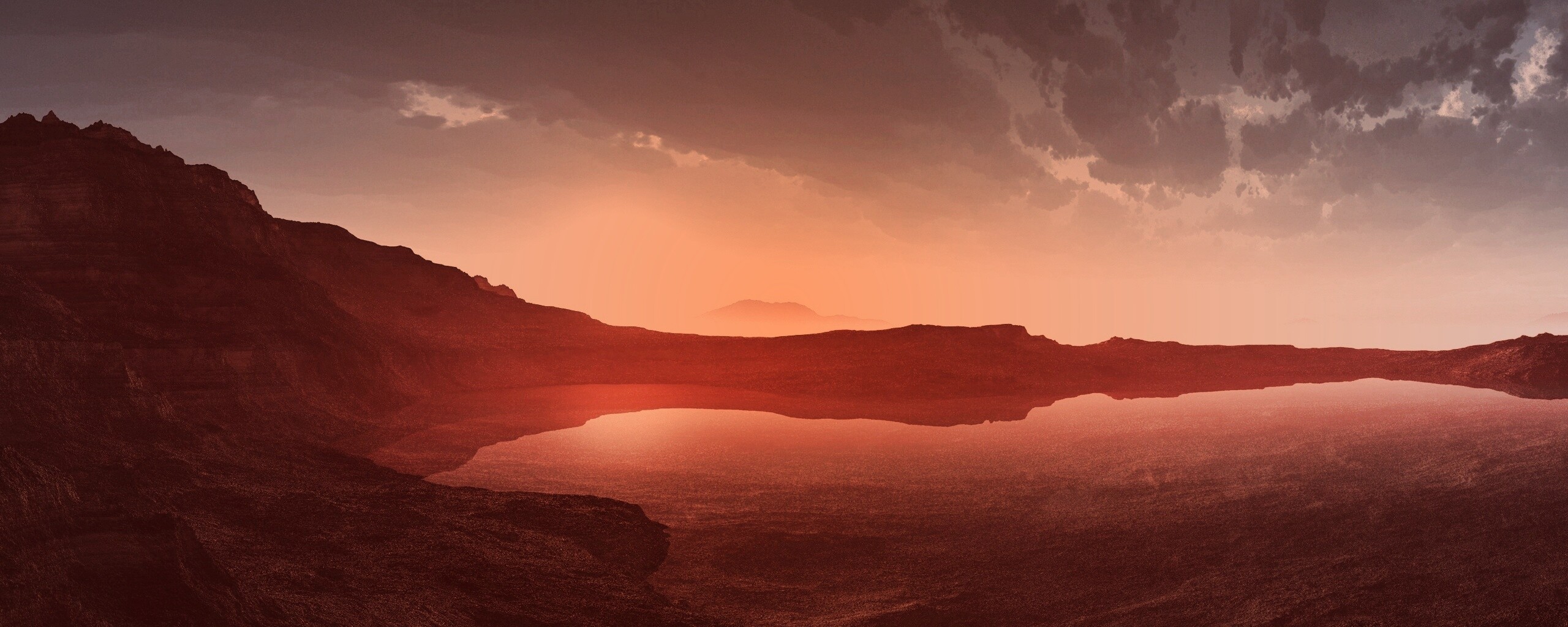 Озеро в каменистой пустыне обои