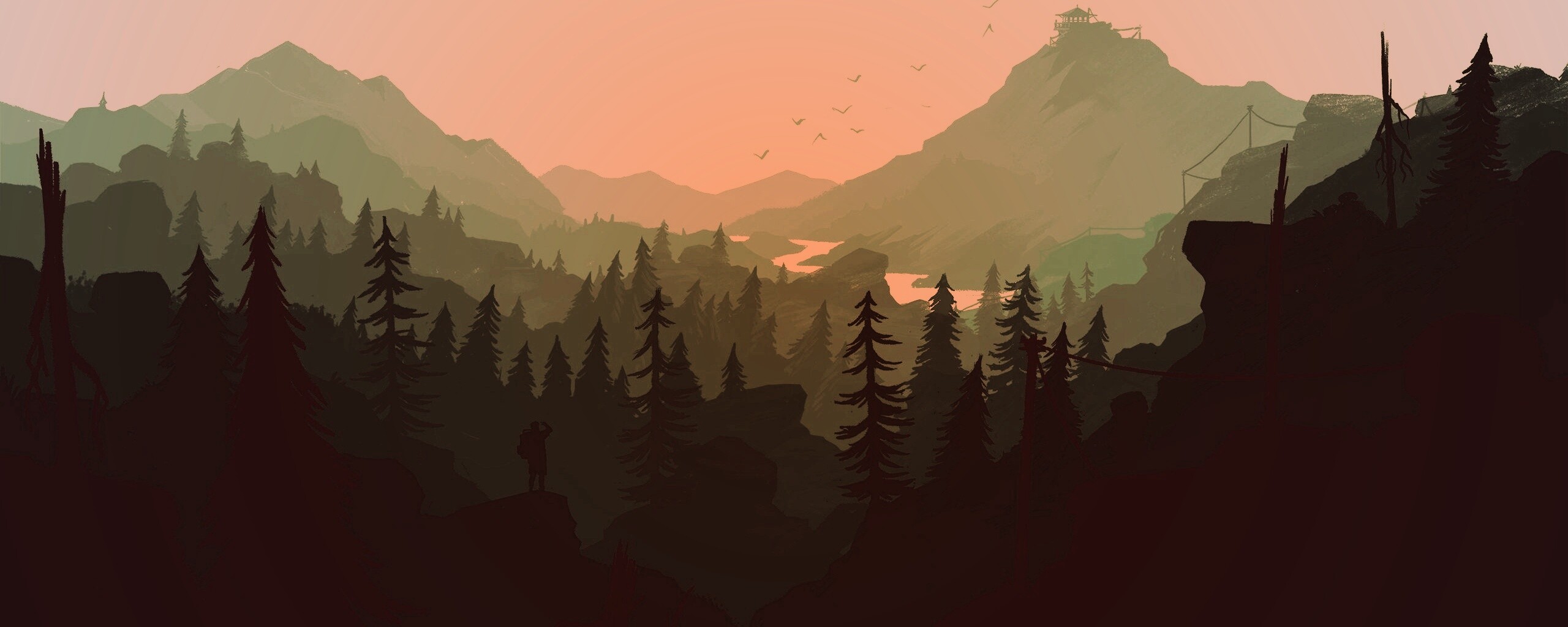 Зеленый Firewatch обои