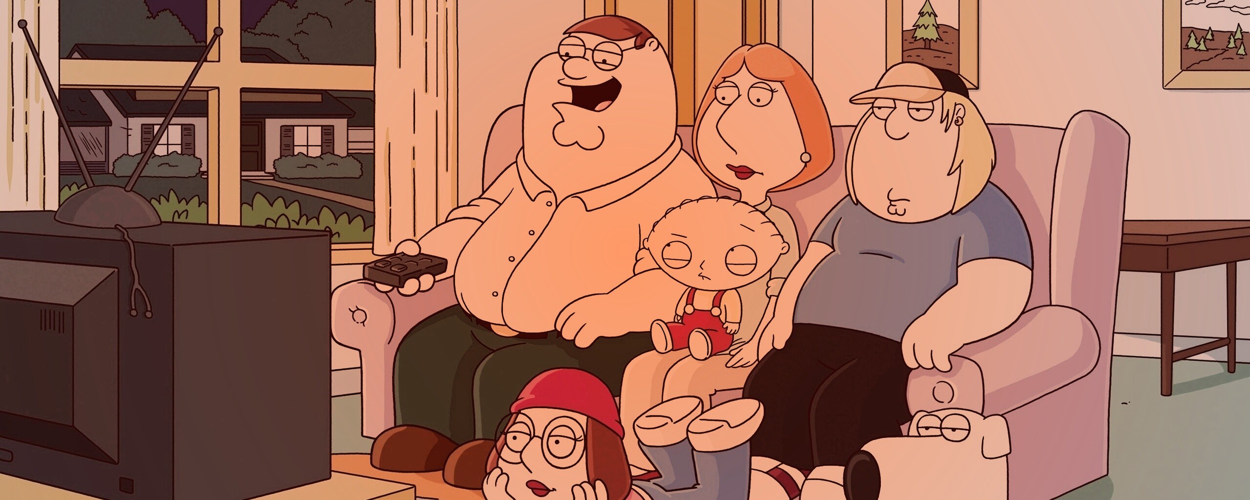 Гриффины всей семьей перед телевизором обои