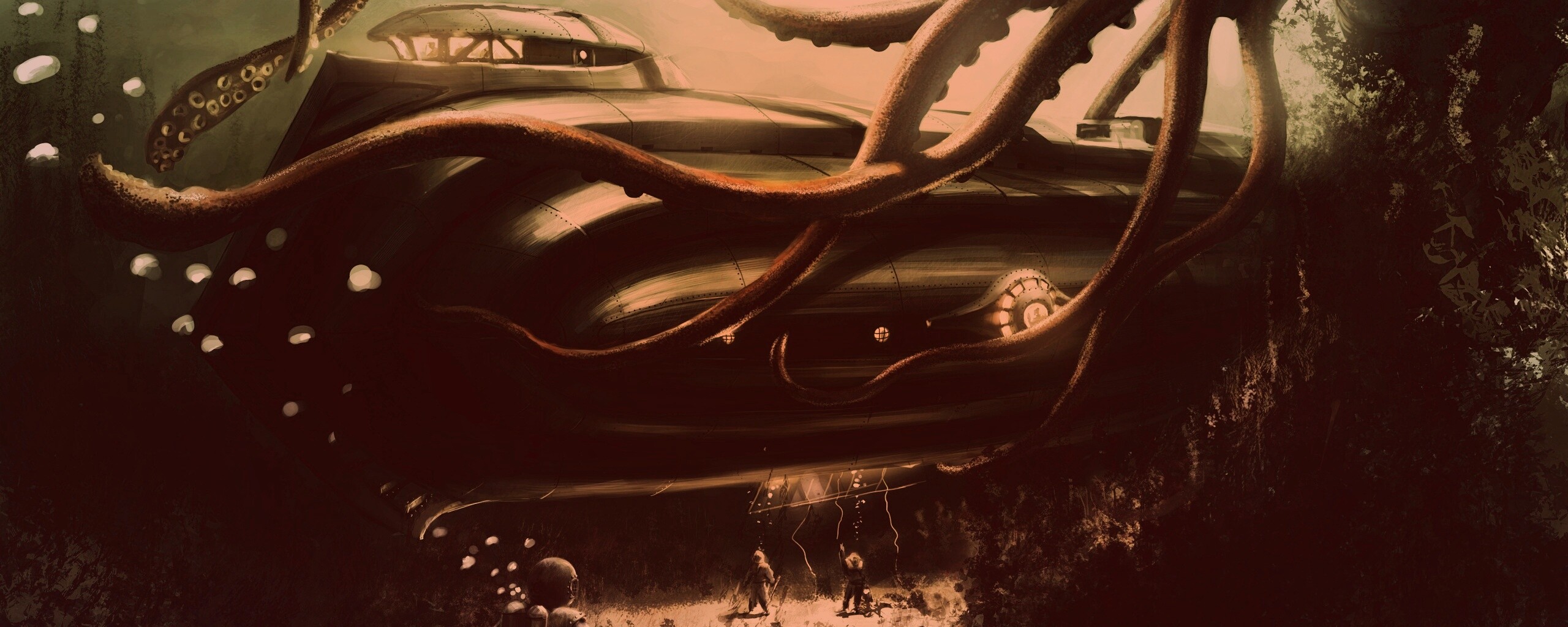 Наутилус в плену щупалец обои