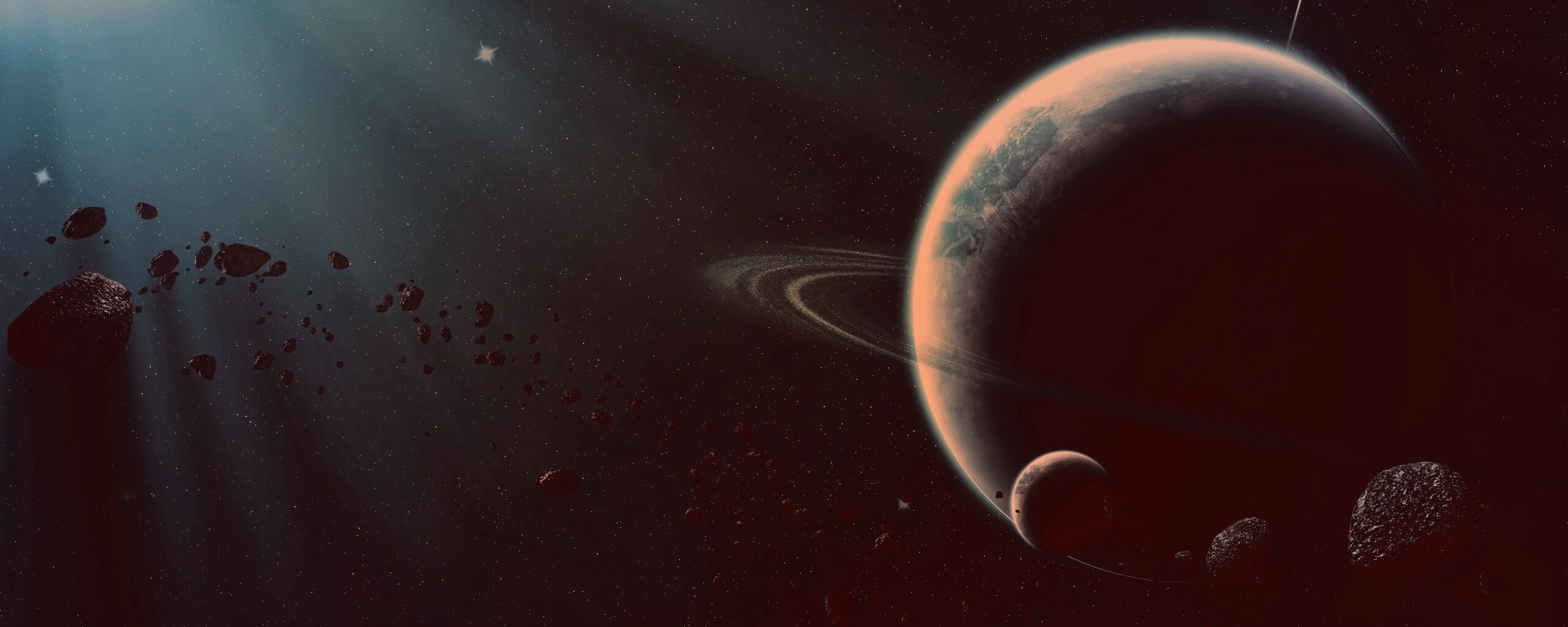 Пояс астероидов вблизи планеты обои
