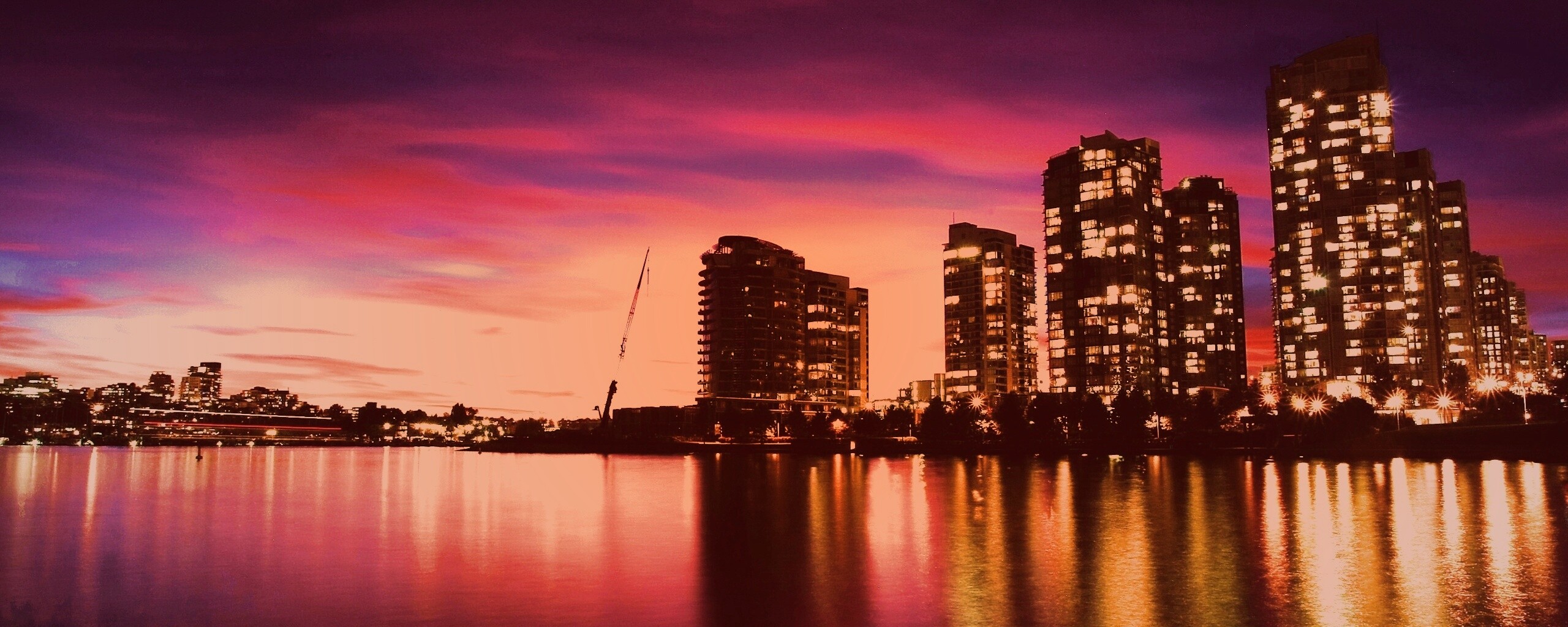 Фиолетовый закат в Ванкувере обои