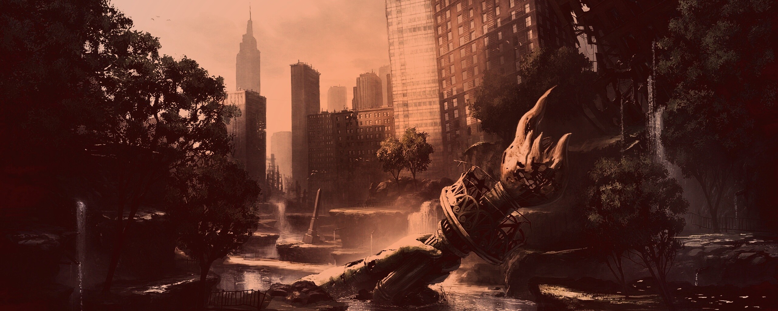 Руины статуи свободы обои