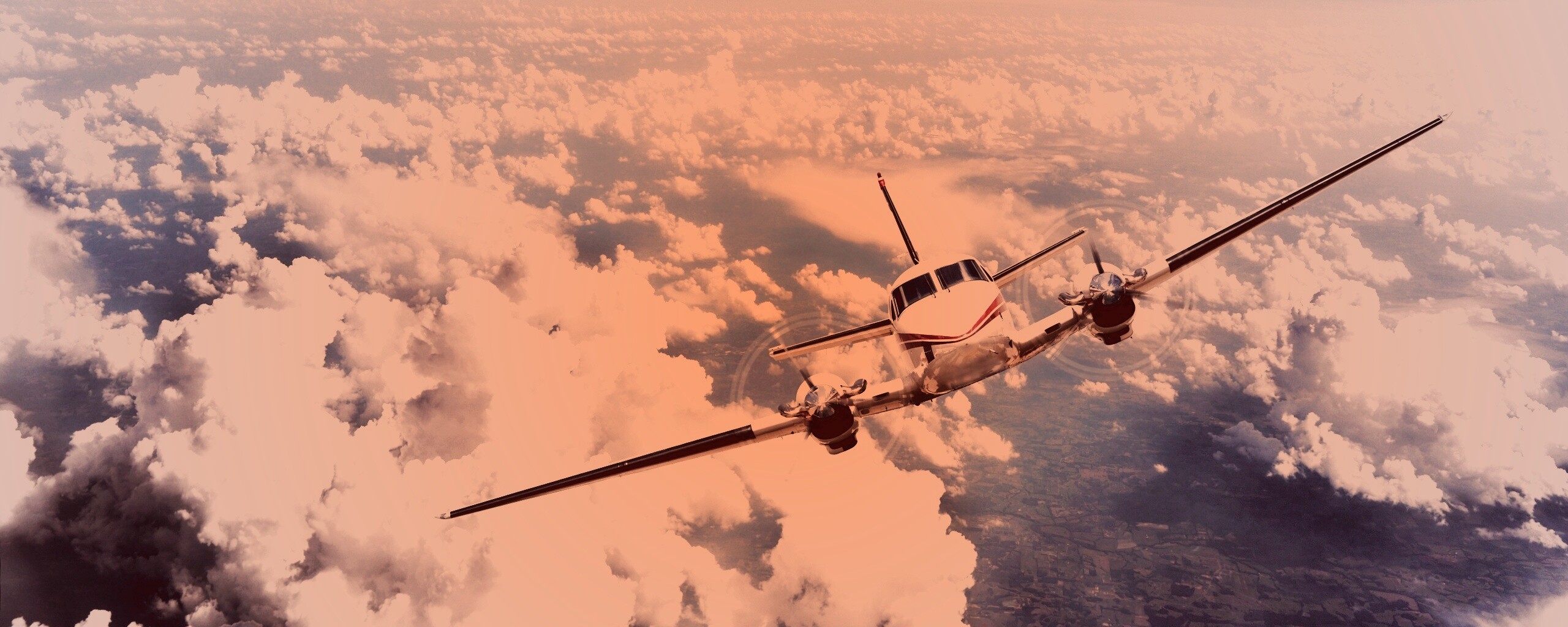 Самолет над облаками обои