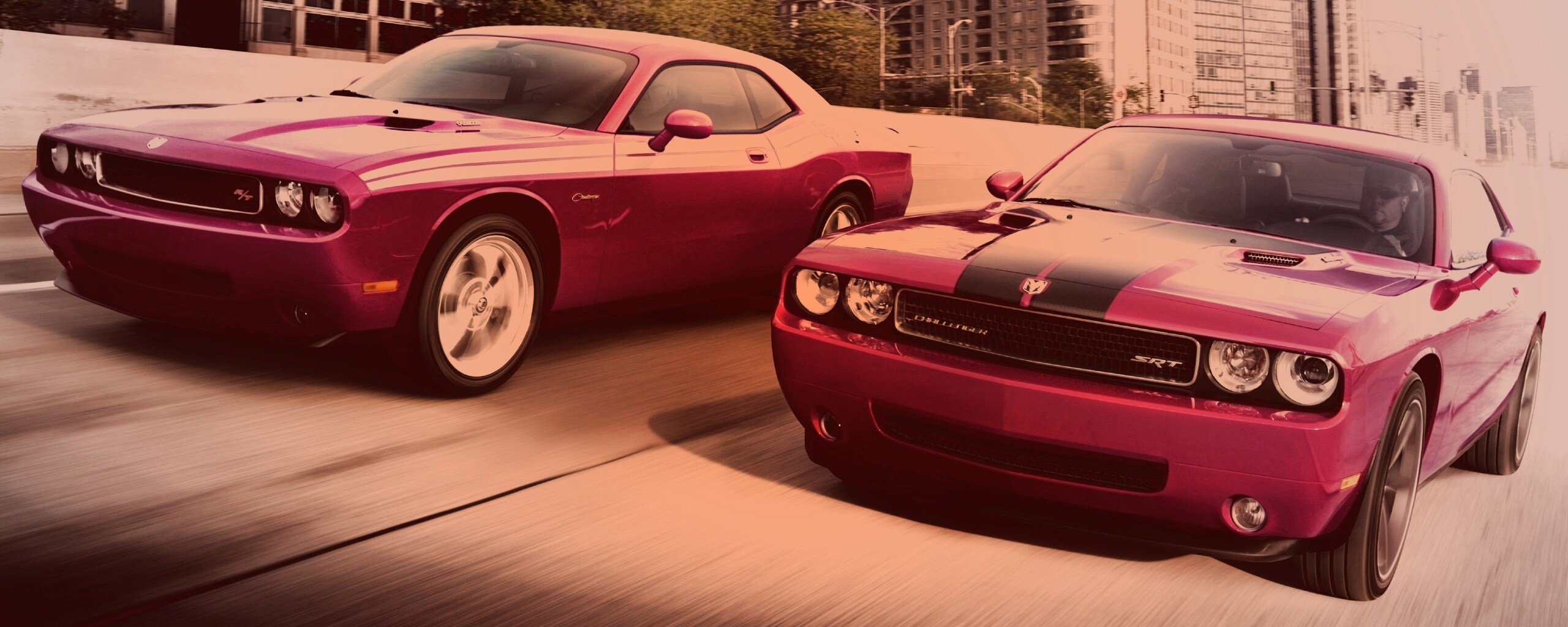 Два розовых мускулкара обои