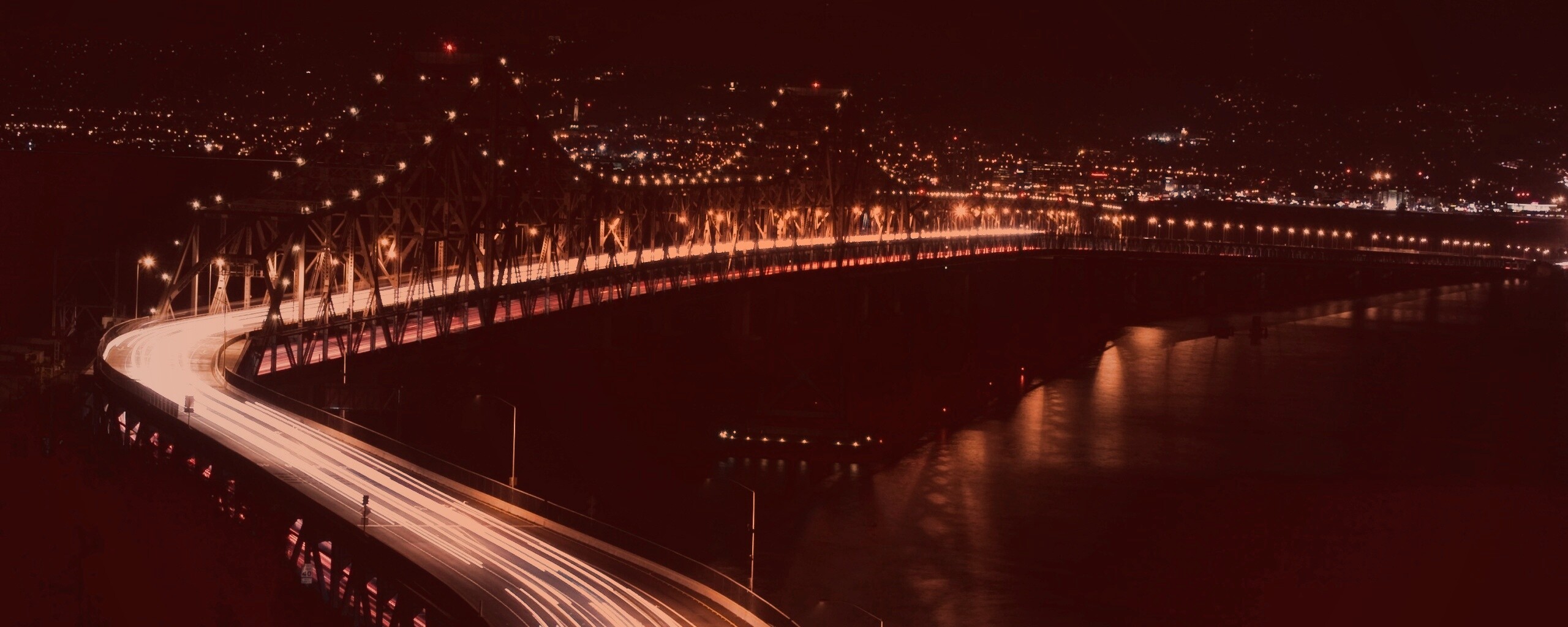 Вид на мост ночью обои