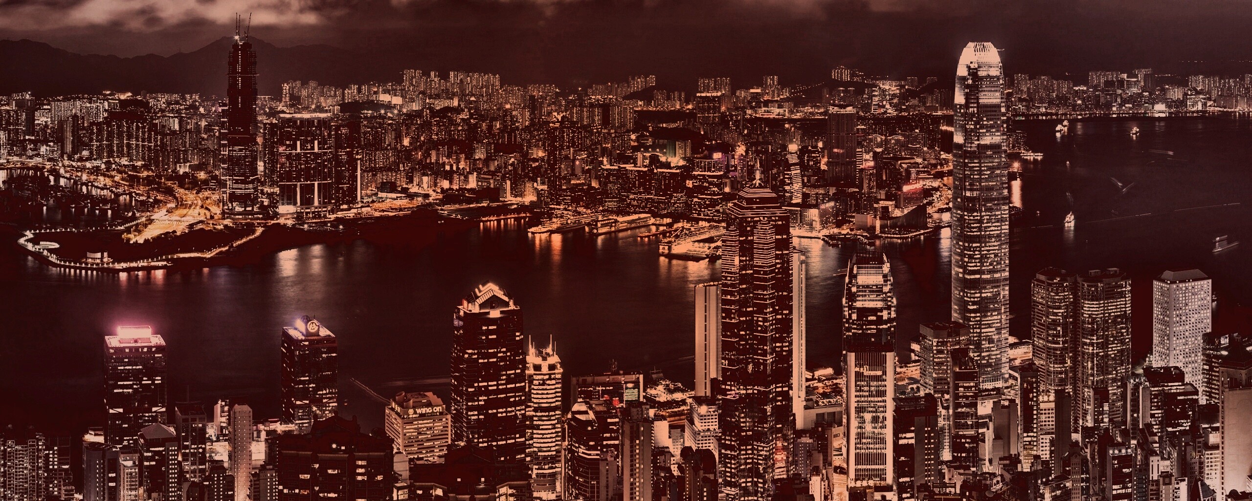 Небоскребы ночью обои