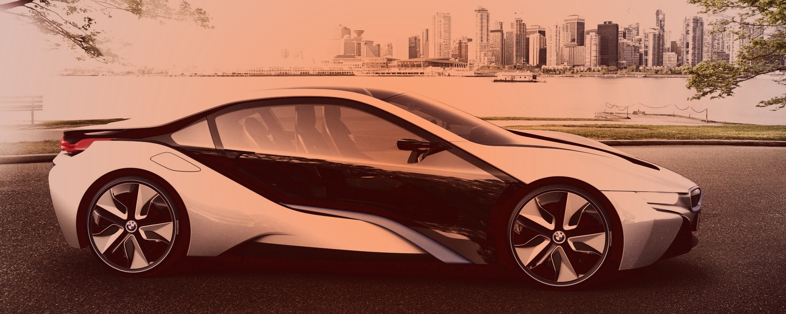 Концепт БМВ на берегу озера обои