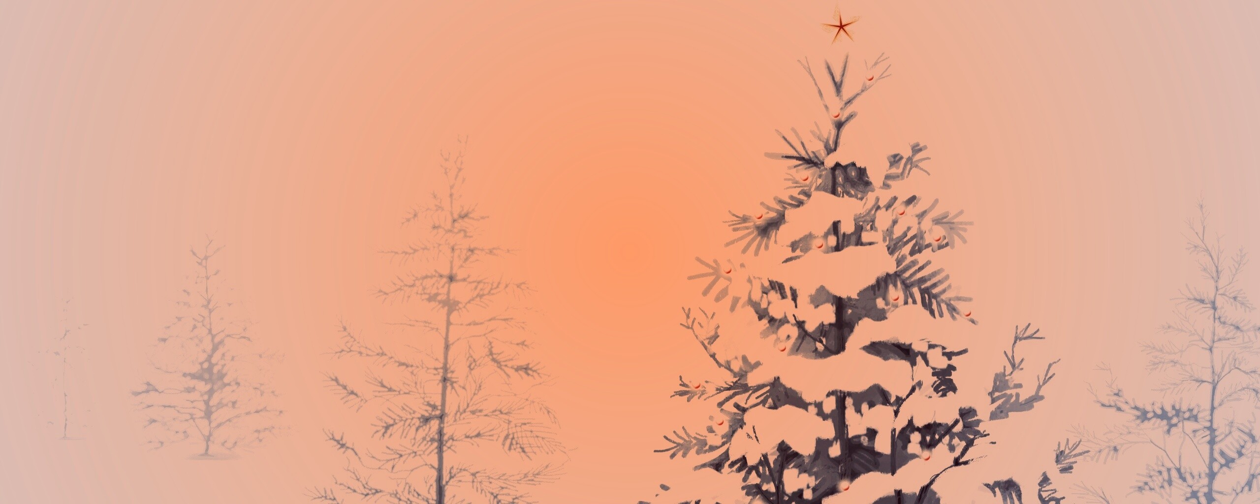 Украшенная ёлочка в лесу обои