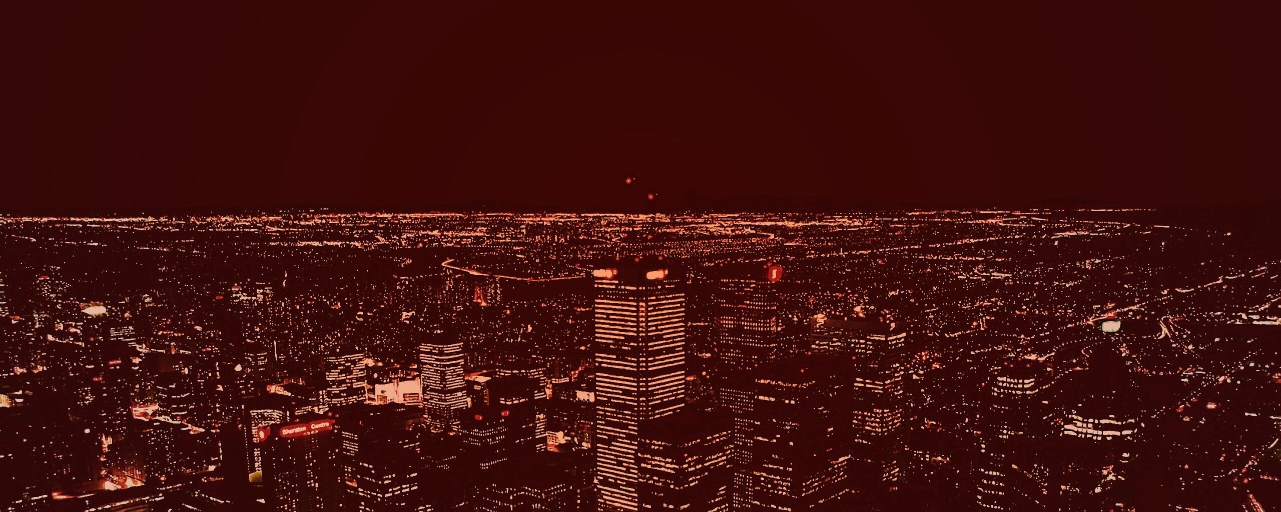 Вид на здания ночного города обои