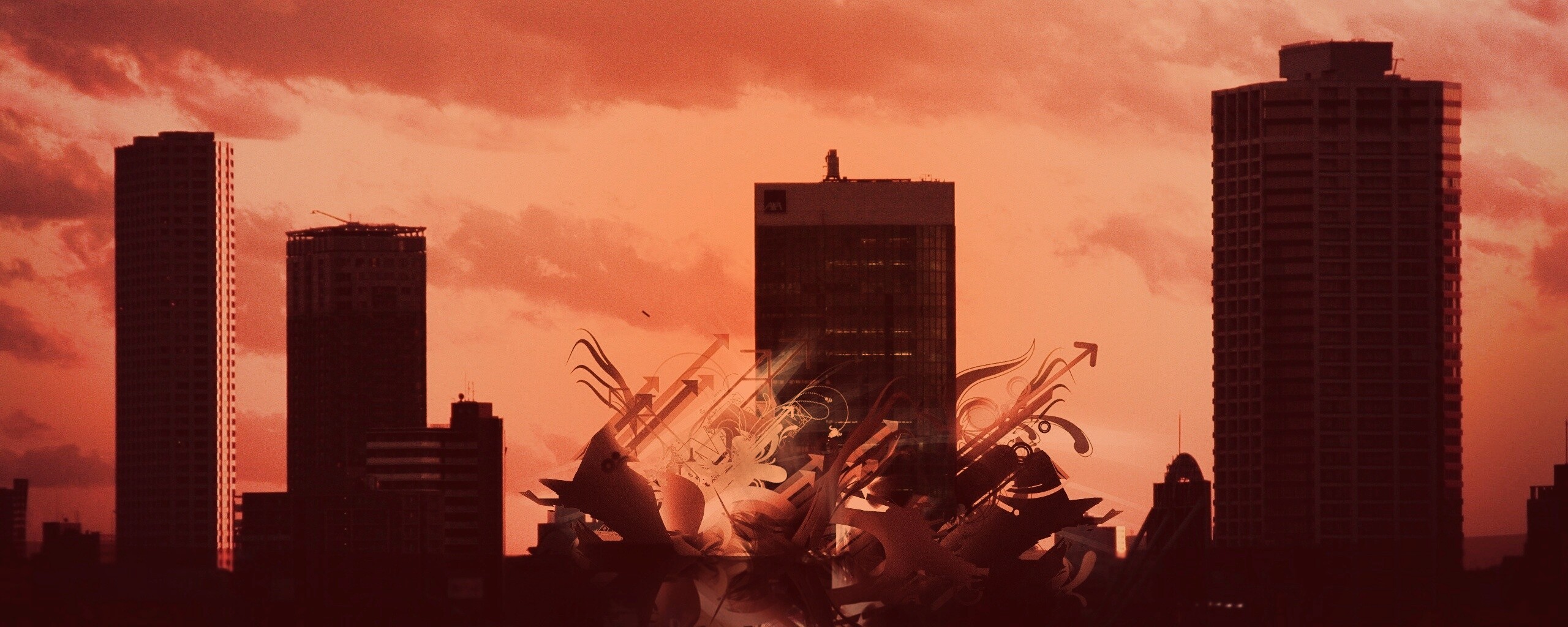 3D абстракция прямо в городе обои