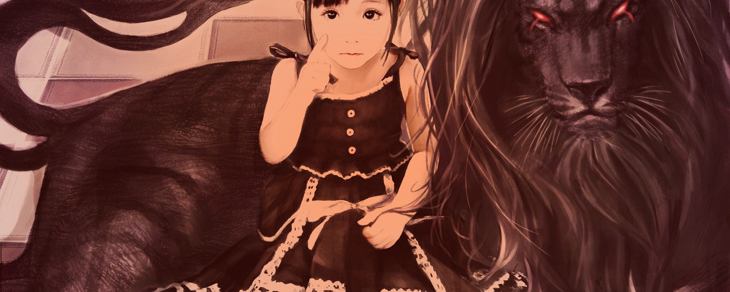 Тёмный лев обои