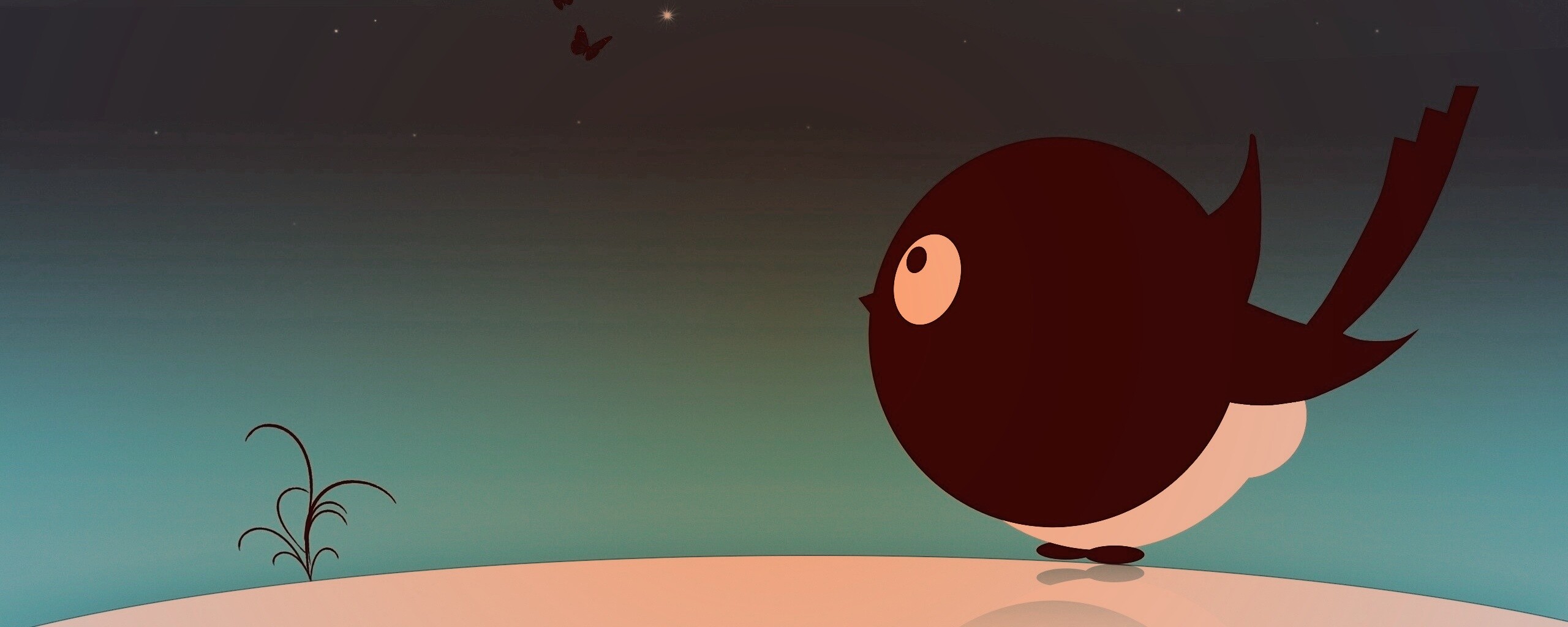 Нарисованная птичка обои