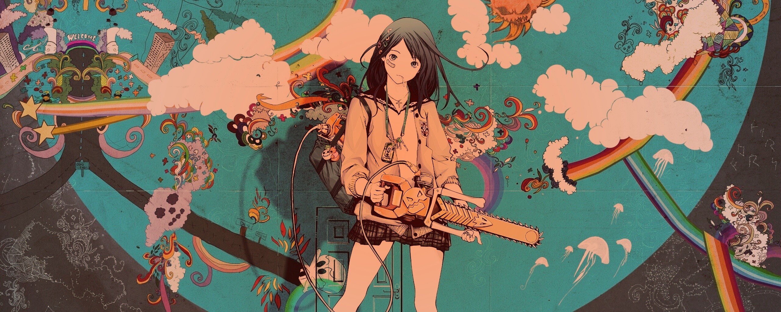 Девушка с бензопилой обои