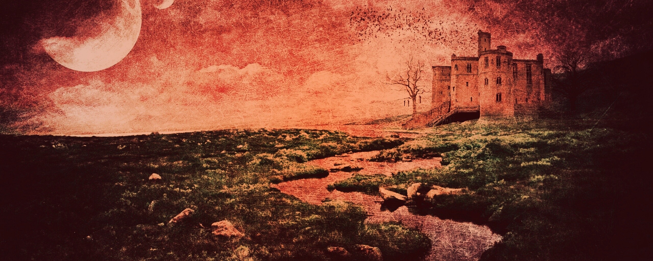 Старинный пейзаж с замком обои