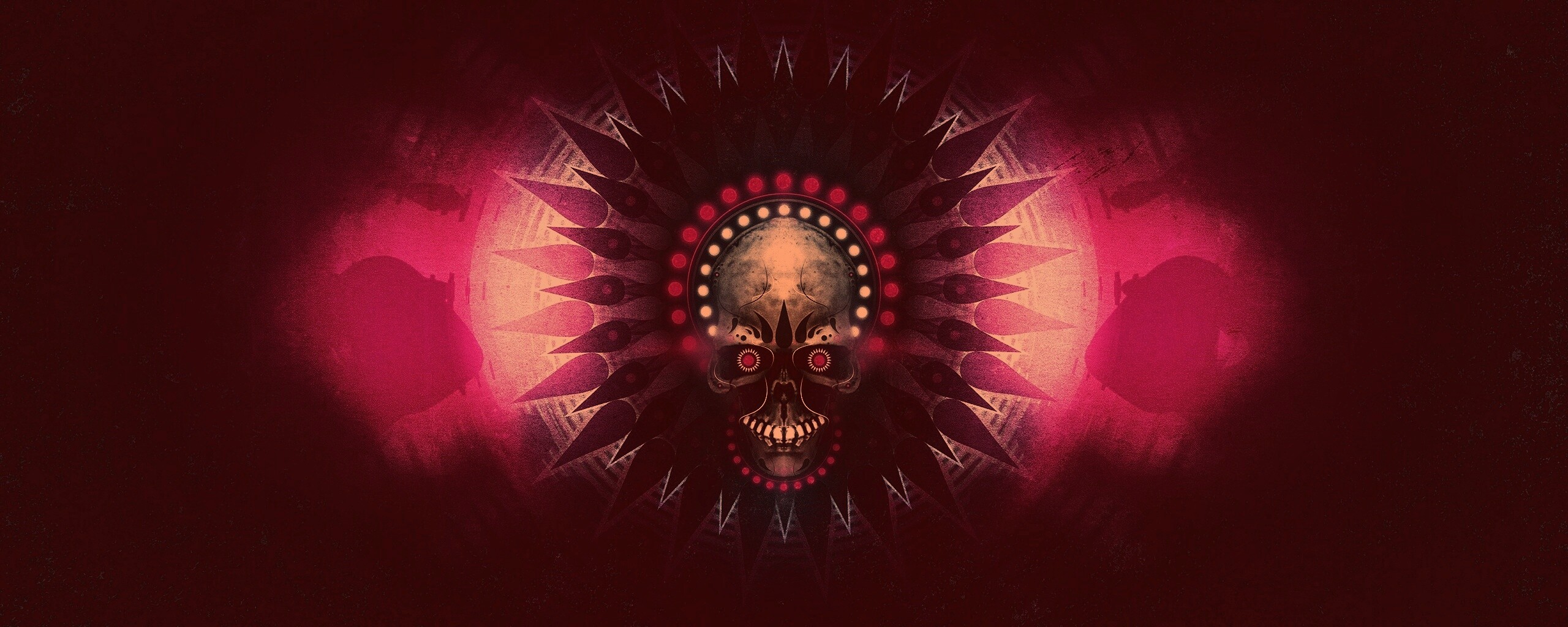 Неоновый череп обои