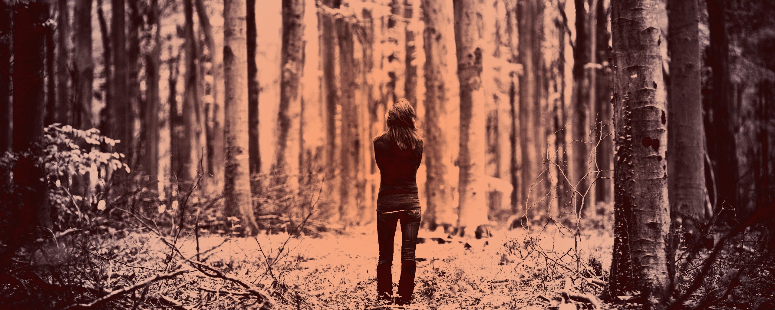 Одна в лесу обои