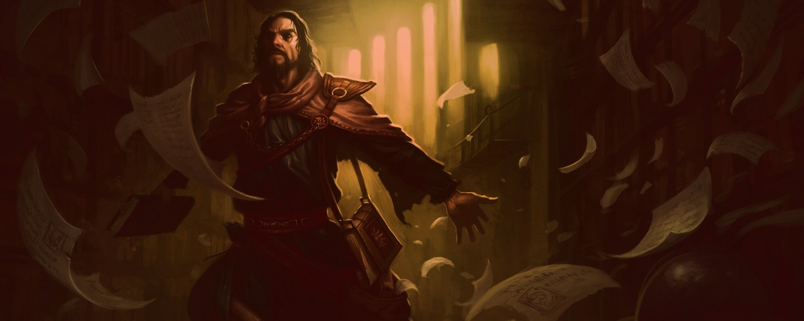 Маг в библиотеке обои