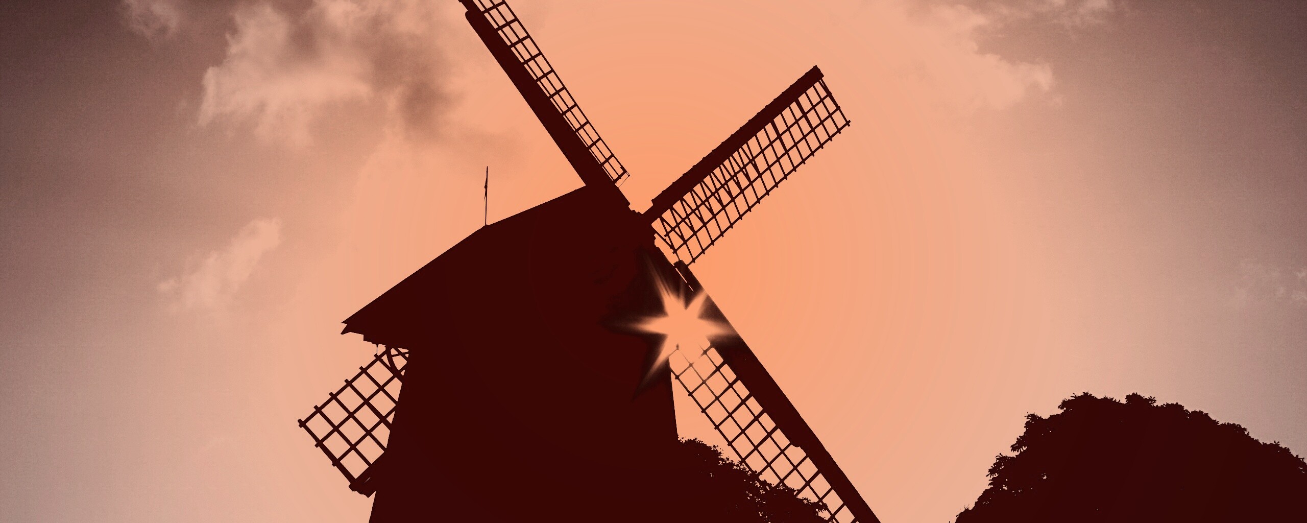 Силуэт мельницы обои