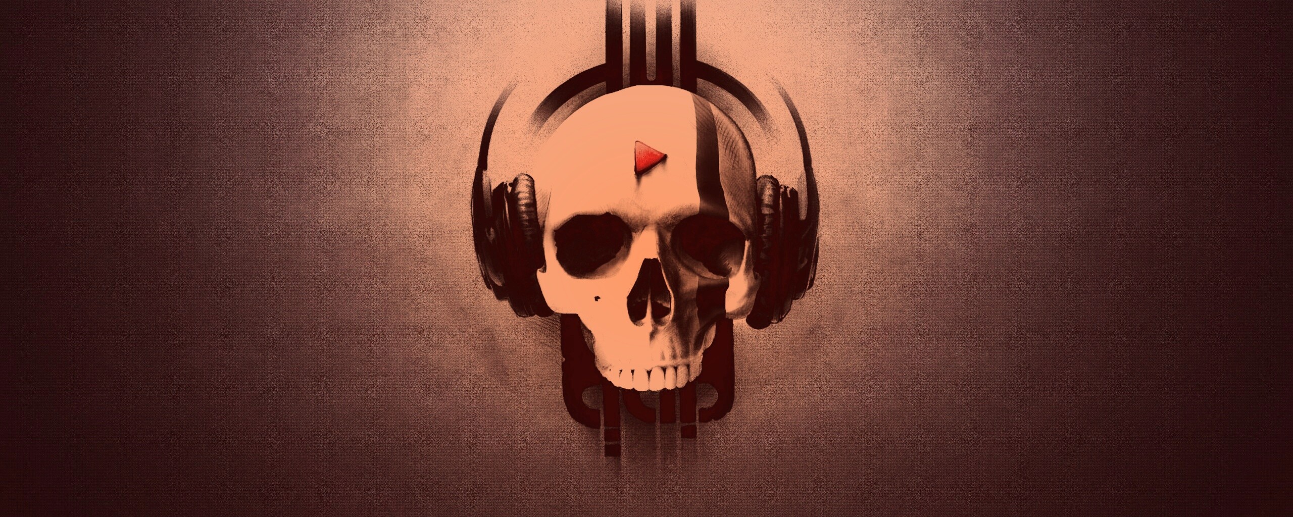 Череп в наушниках обои