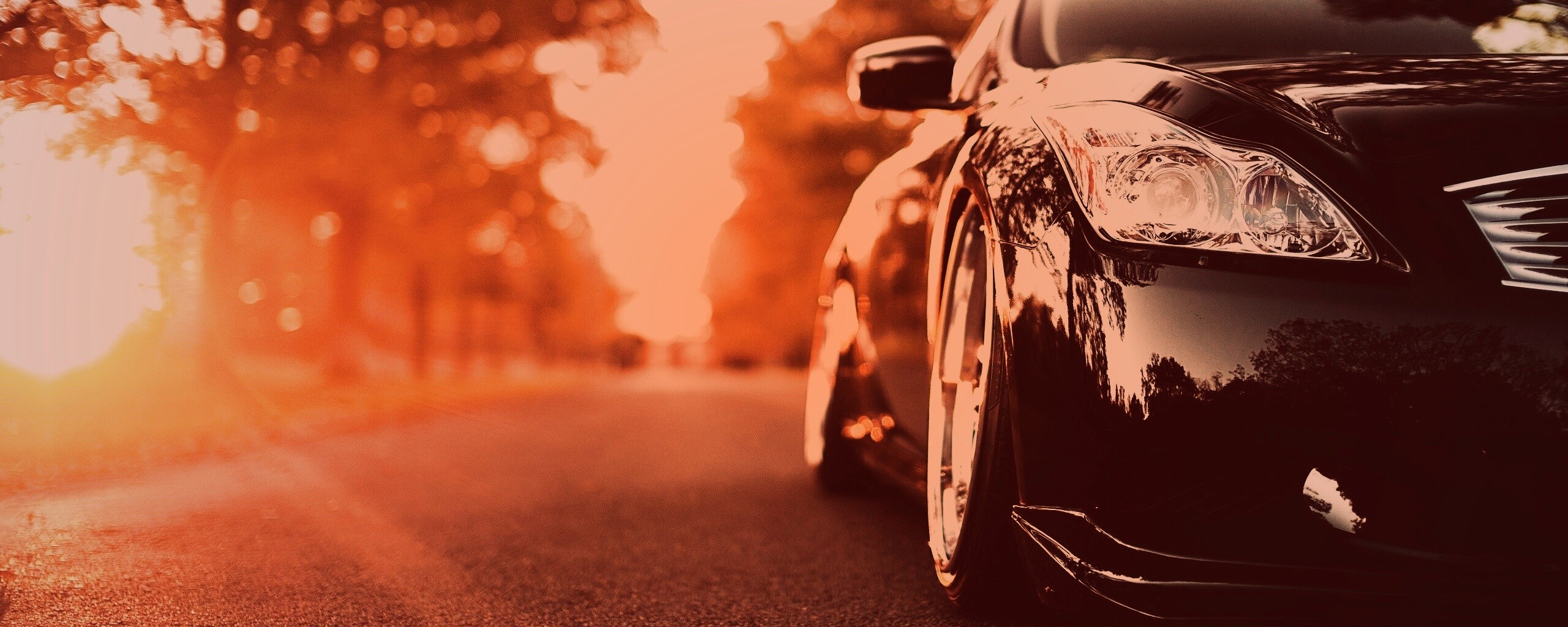 Автомобиль на закате обои