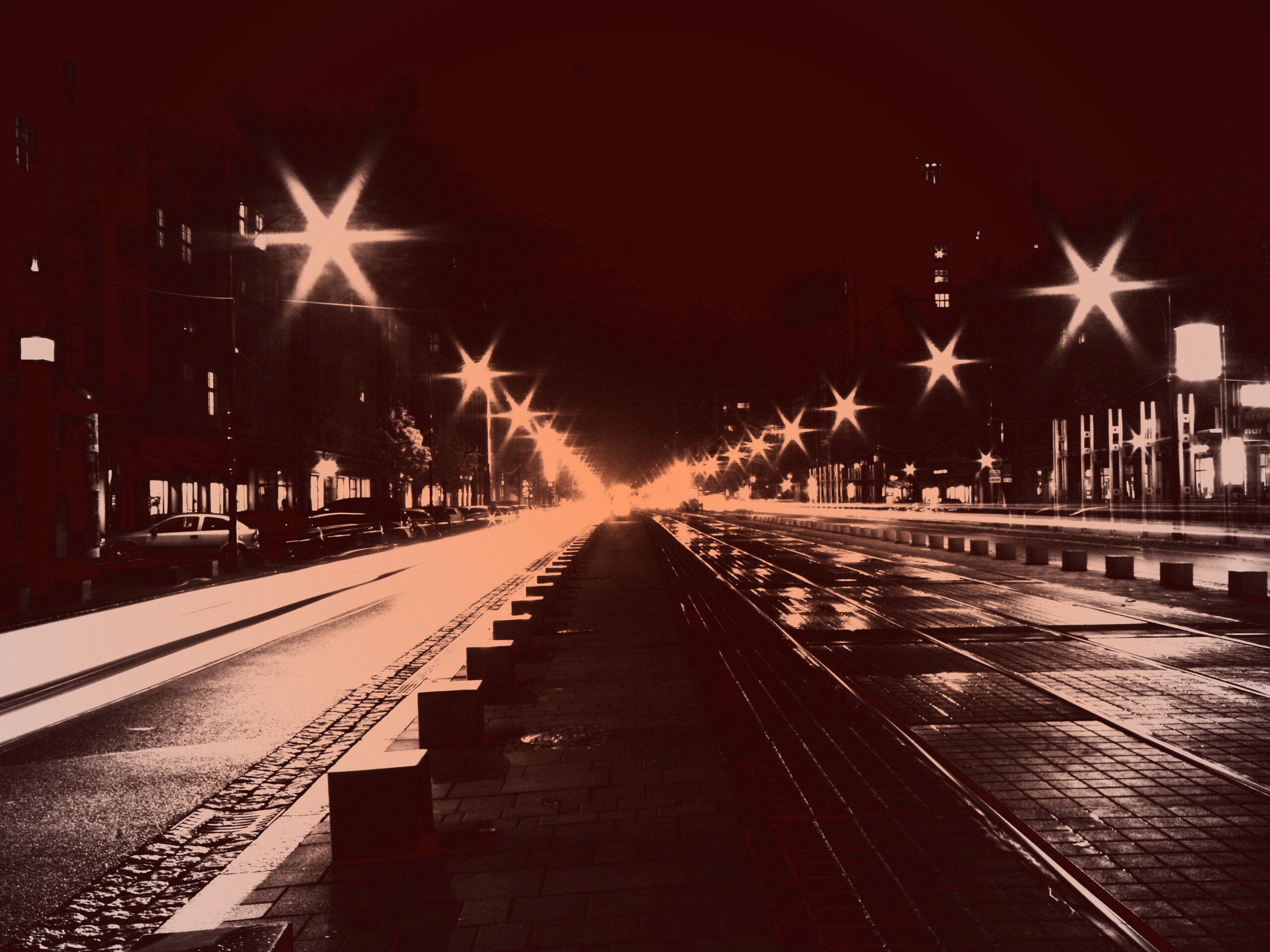 Мгновение на улице ночного города обои