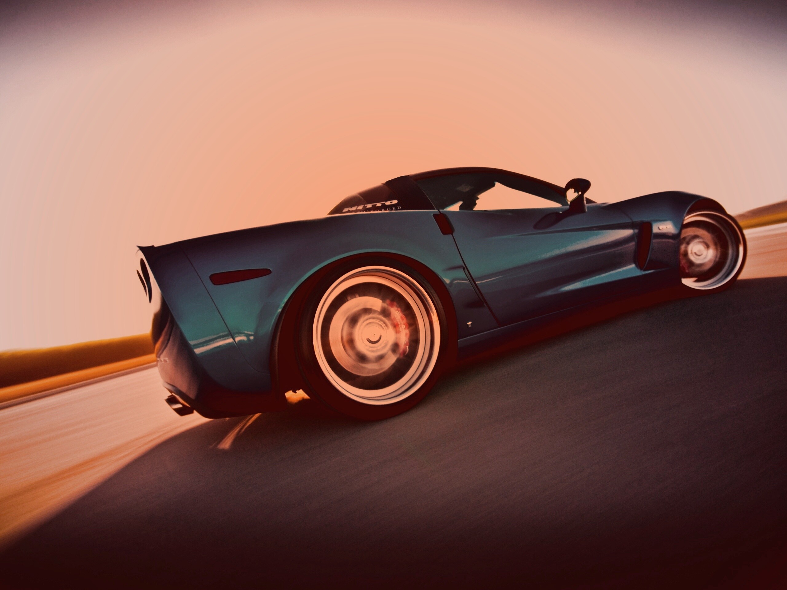 Гоночный спорткар синего цвета обои