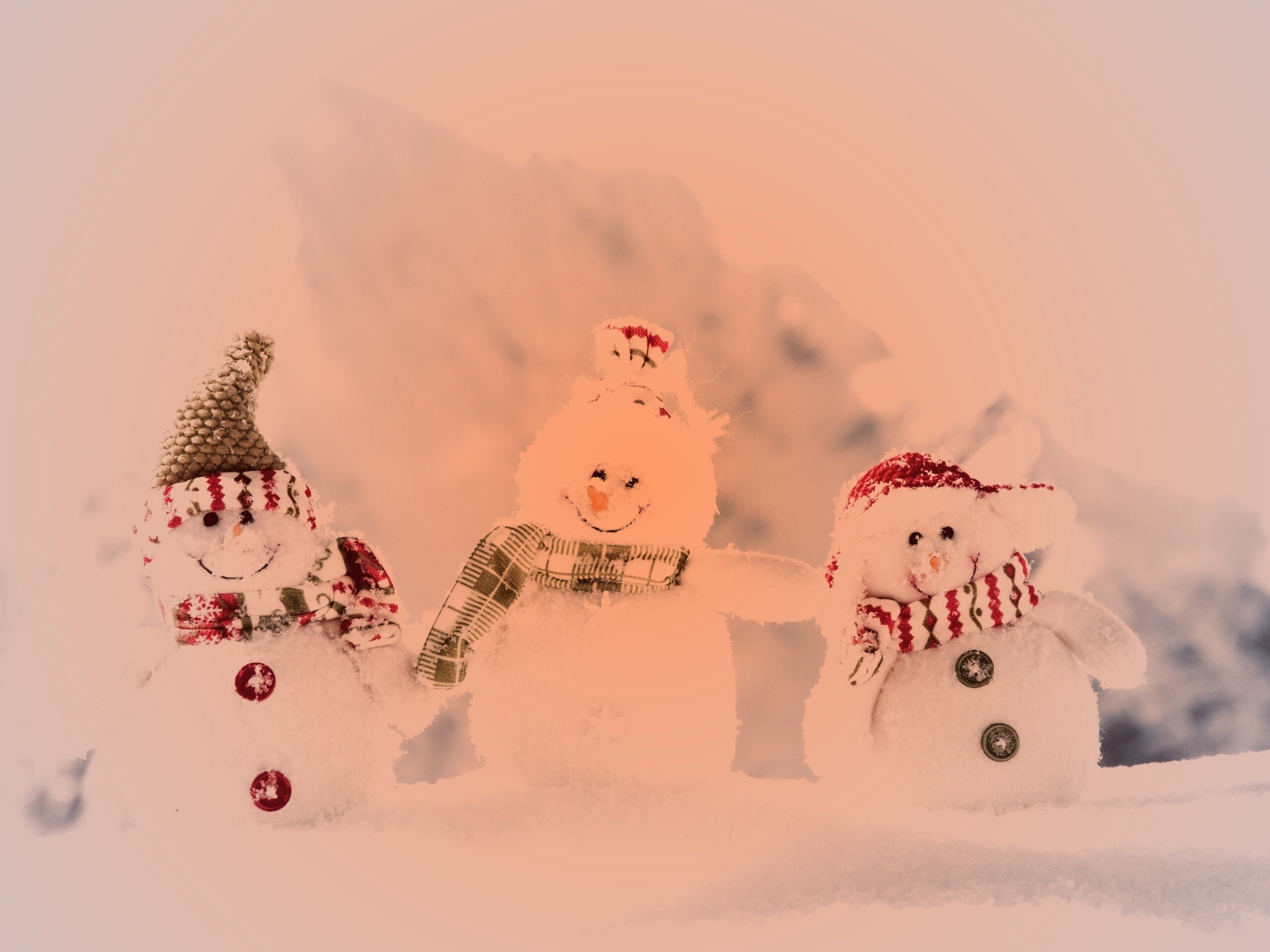 Три снеговика обои