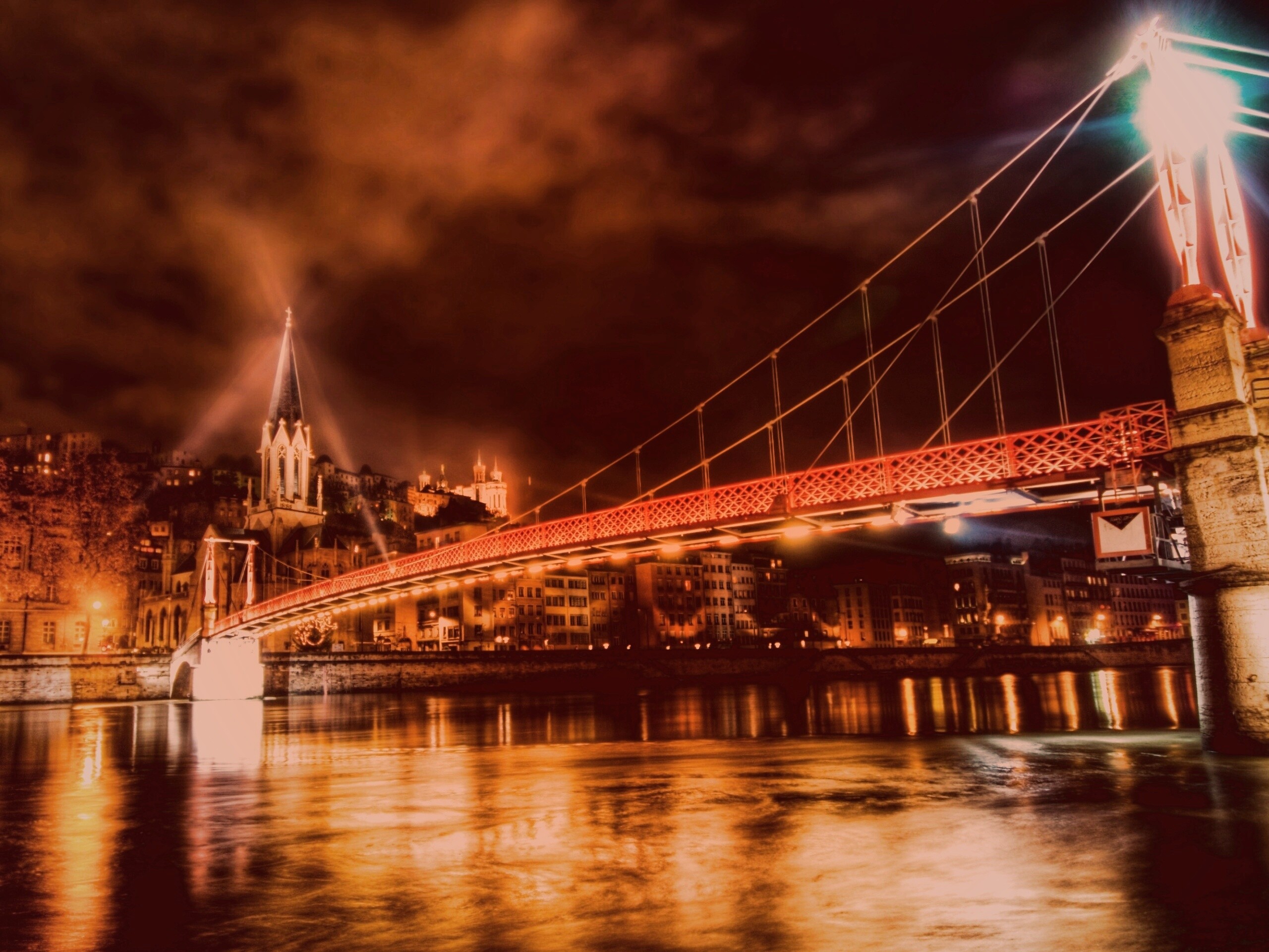 Ночная подсветка моста обои