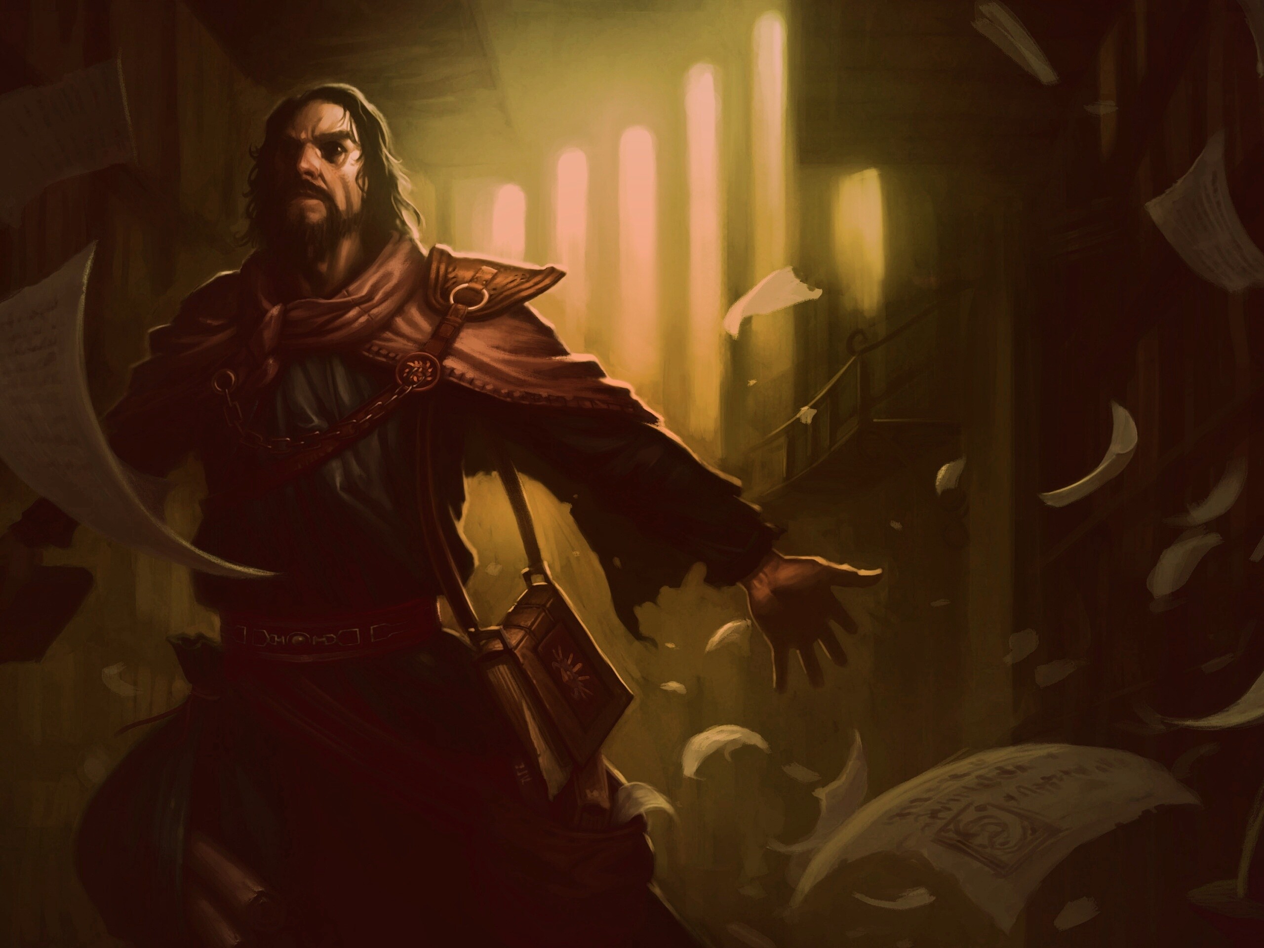 Маг в библиотеке обои