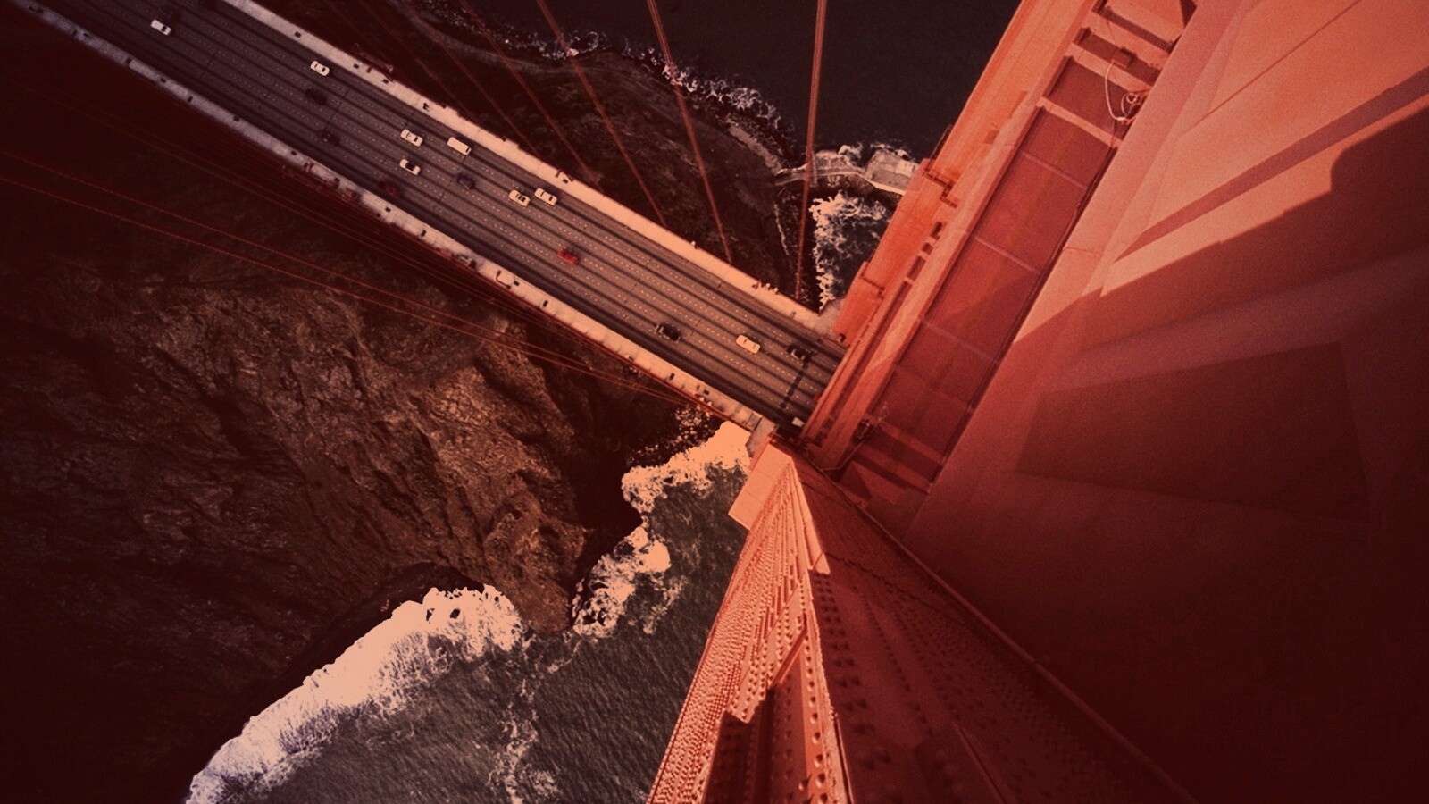 Вид в с пролета моста Золотые Ворота обои