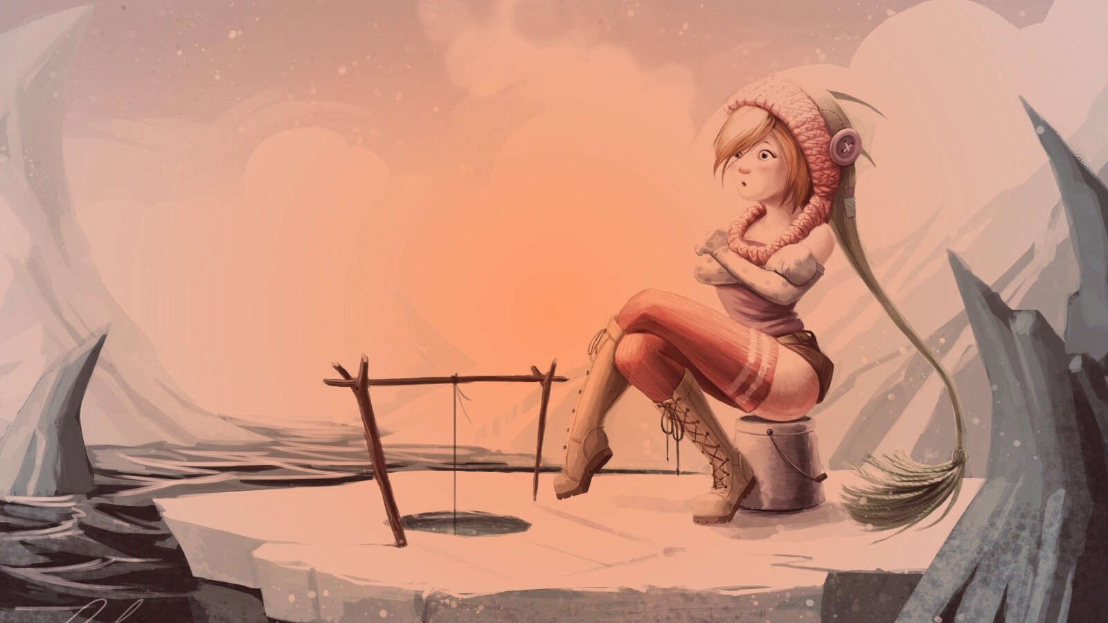 Тяготы зимней рыбалки обои