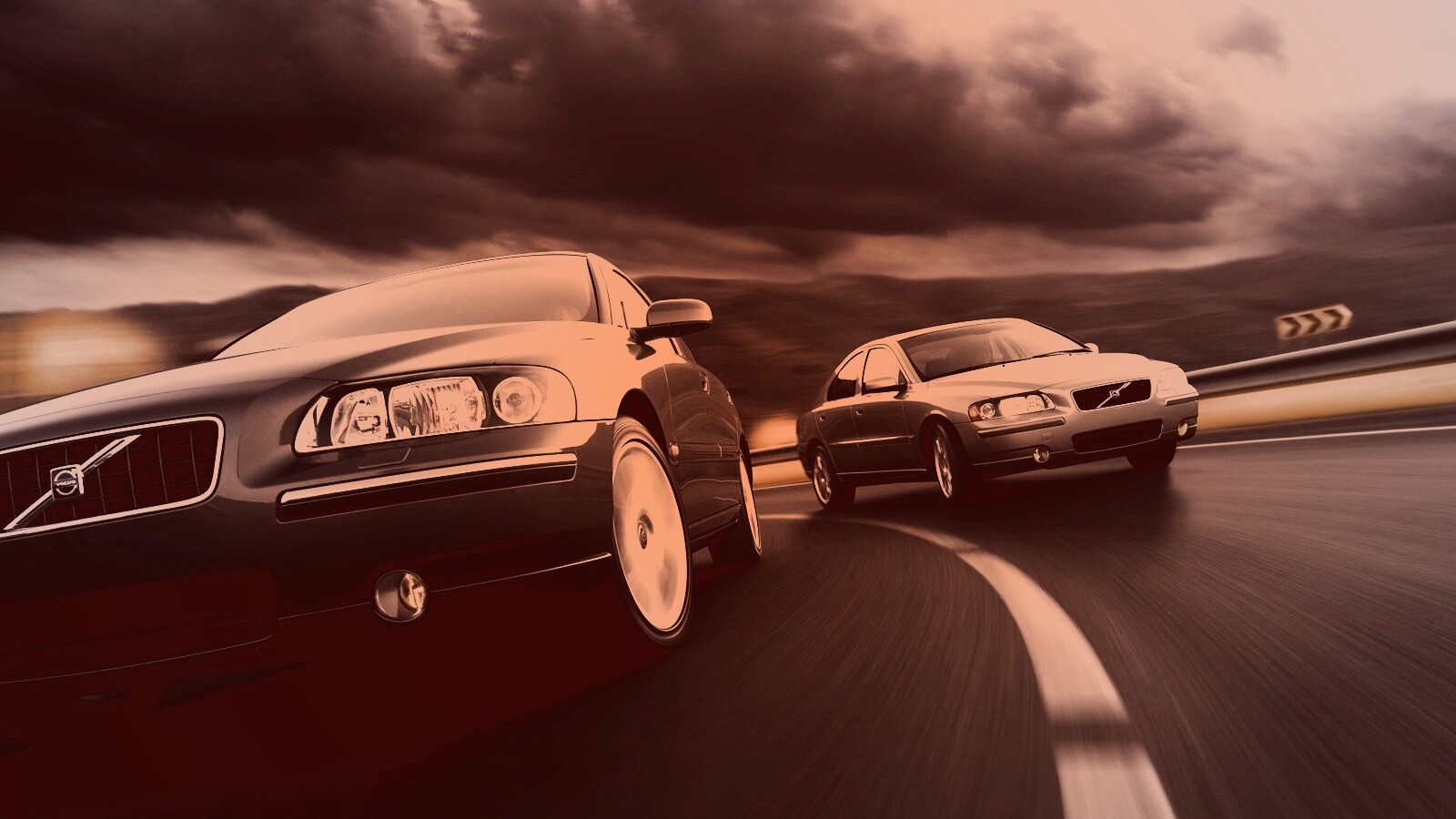 Два седана вольво на повороте обои