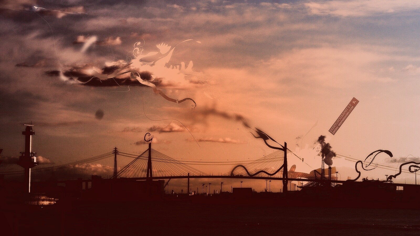 Абстракиця над мостом обои