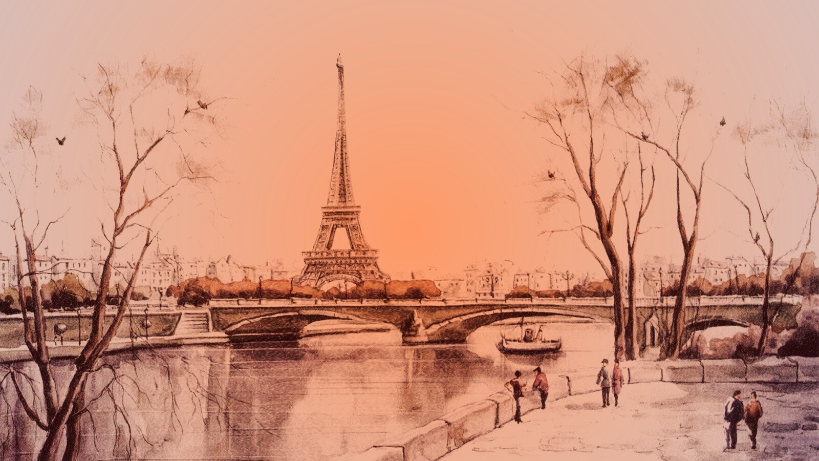 Рисунок Эйфелевой башни обои