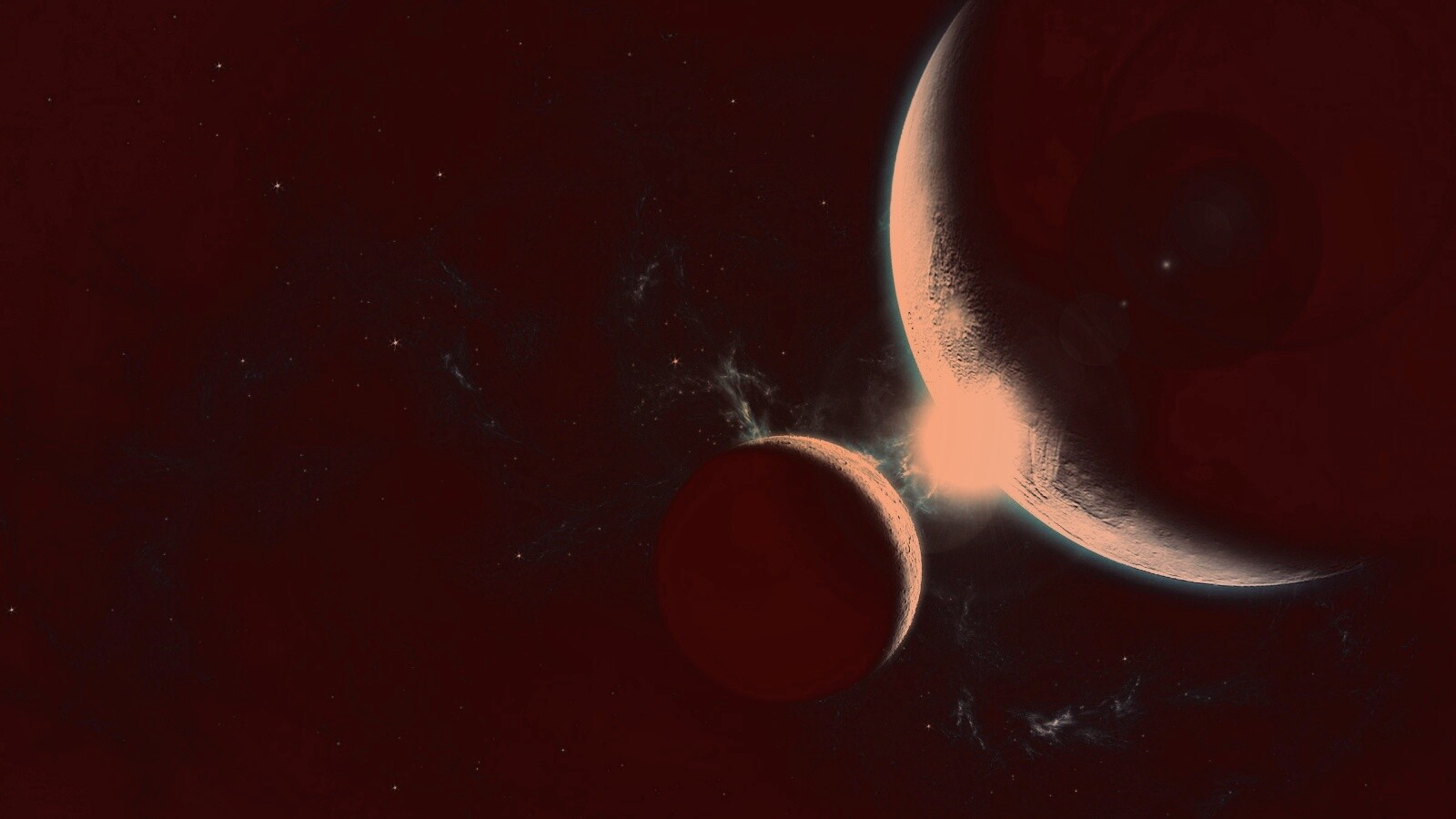 Планета и спутник обои