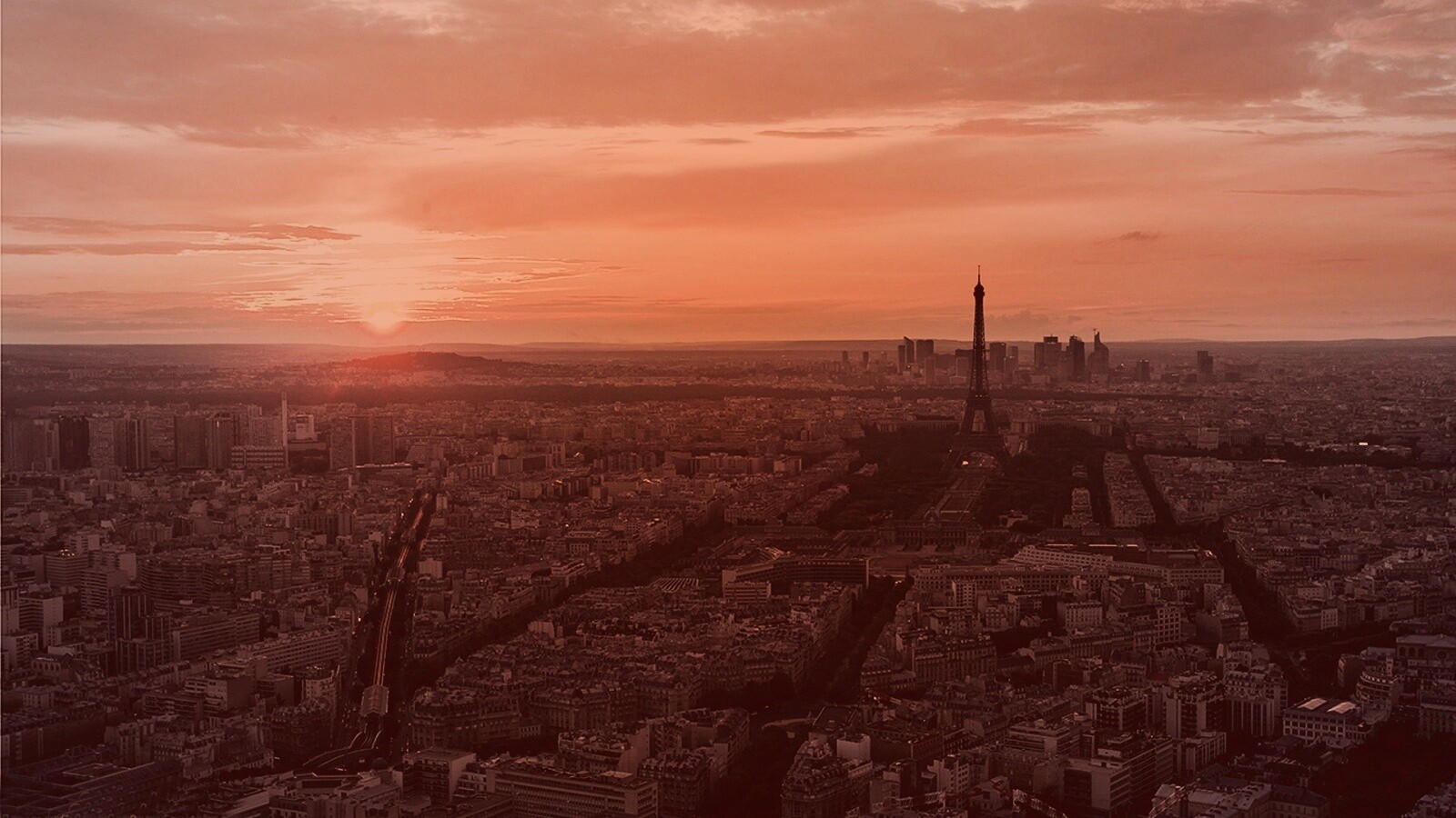 Вид на вечерний Париж обои