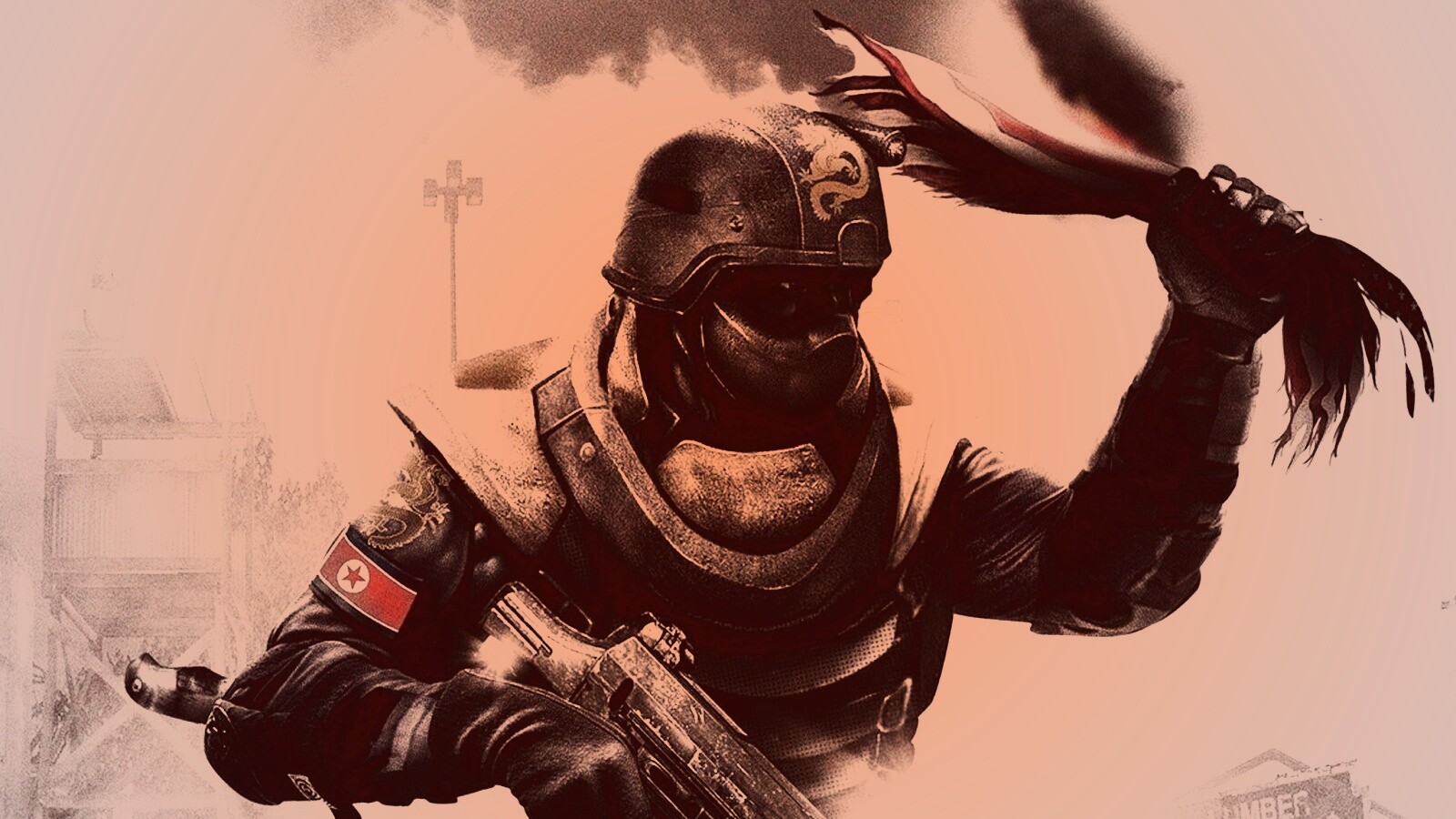 Китайский солдат жжет американский флаг обои