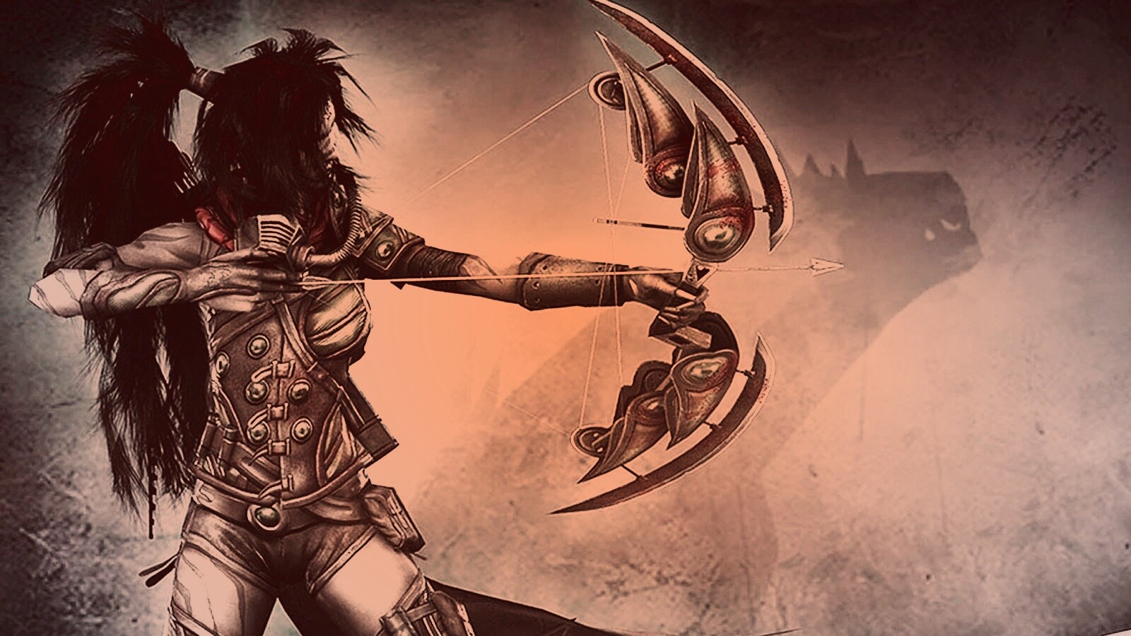 Лучница с боевым псмо обои